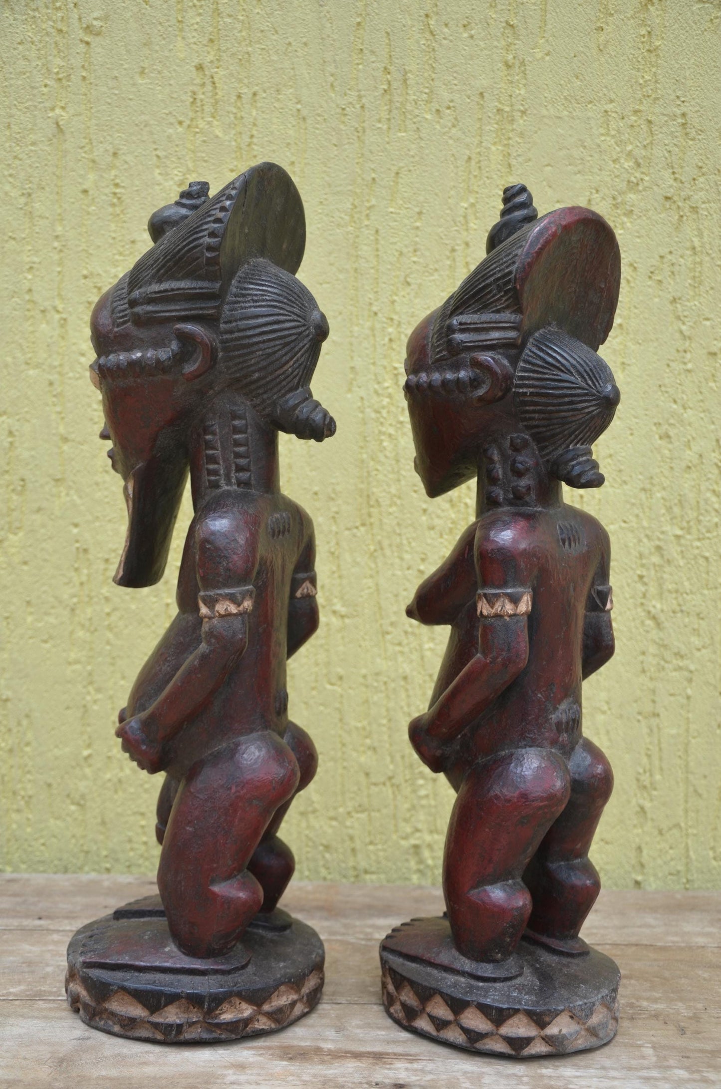 Baule Wood Statue Couple | Hand-Carved African Male and Female Figures | Ivory Coast Ancestor Art | Ethnic Sculptural Decor