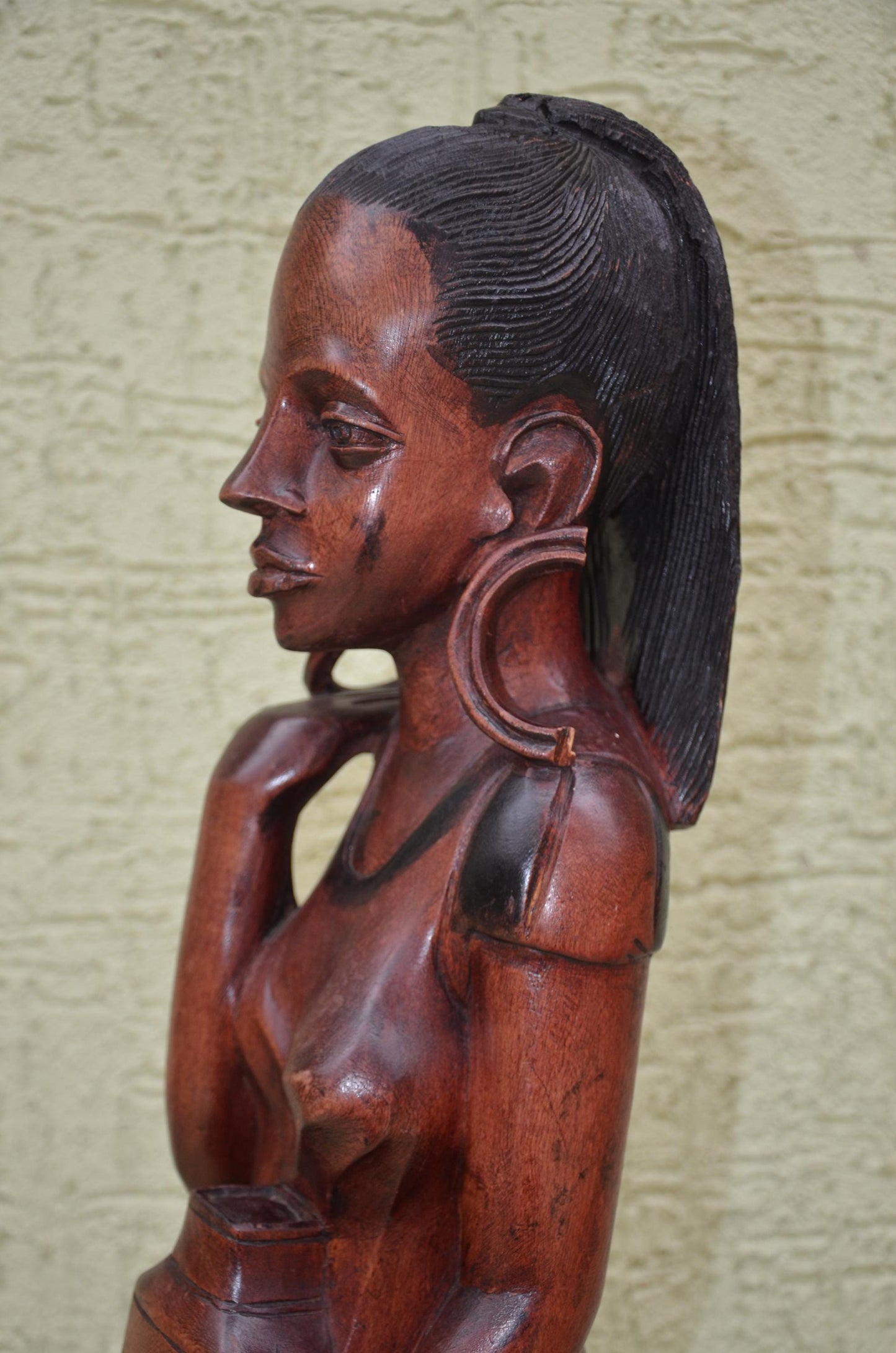 Large African Wooden Water Bearer Sculpture | Tribal Art