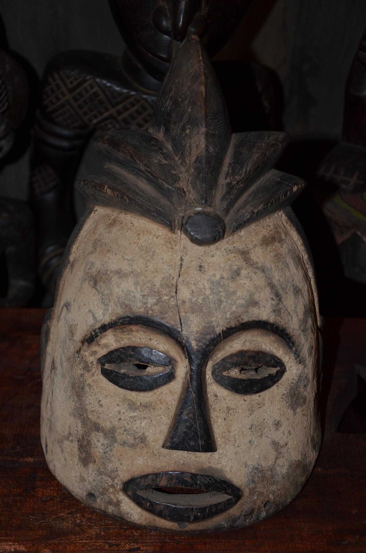 Authentic Luba Songye Helmet | Kikashi Female Spirit | Tribal African Art