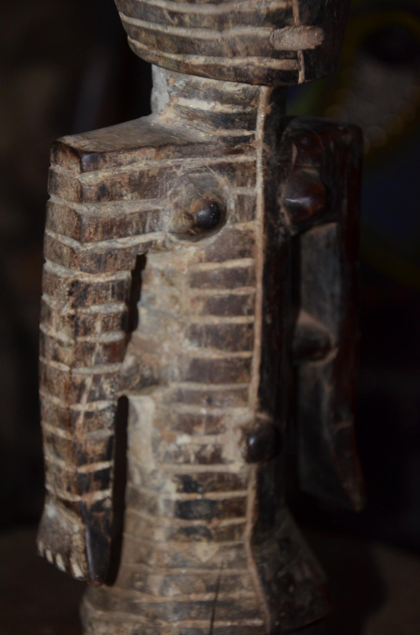 Metoko Initiation Figure - 16" Authentic Congo Kakungu Wood Statue, Striking Linear Scarification, Bukota Secret Society.
