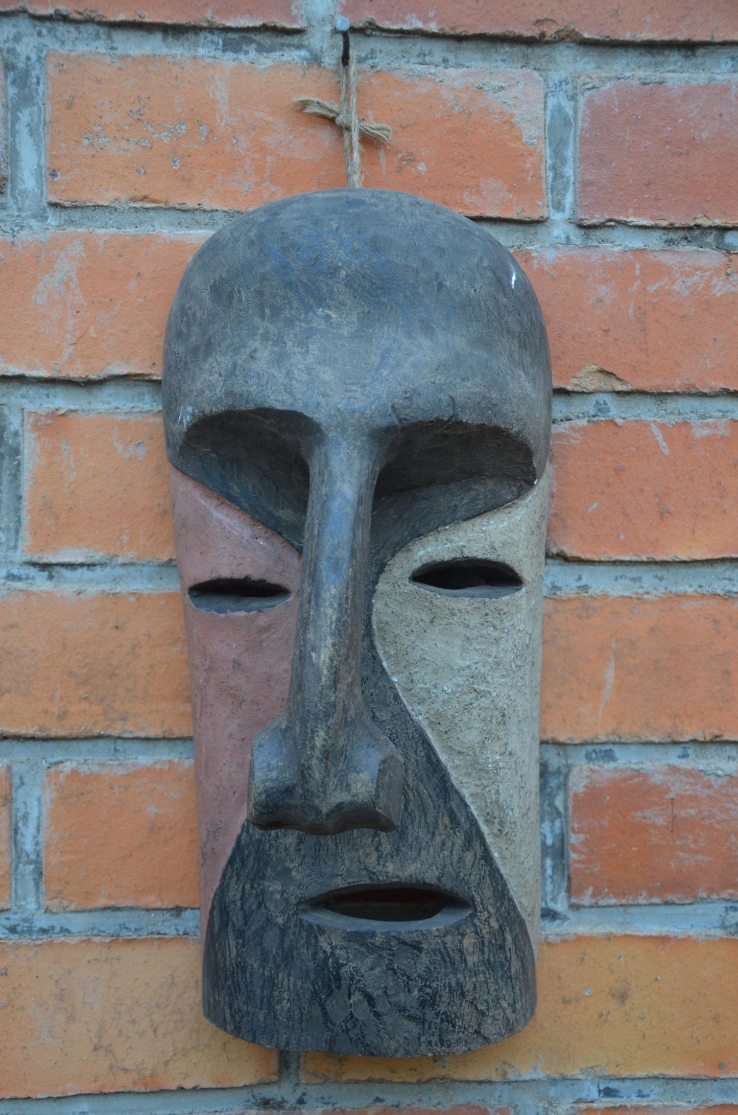 Pende Tribal Mask | Hand-Carved DRC Wooden Wall Art, Ethnic Initiation Carving