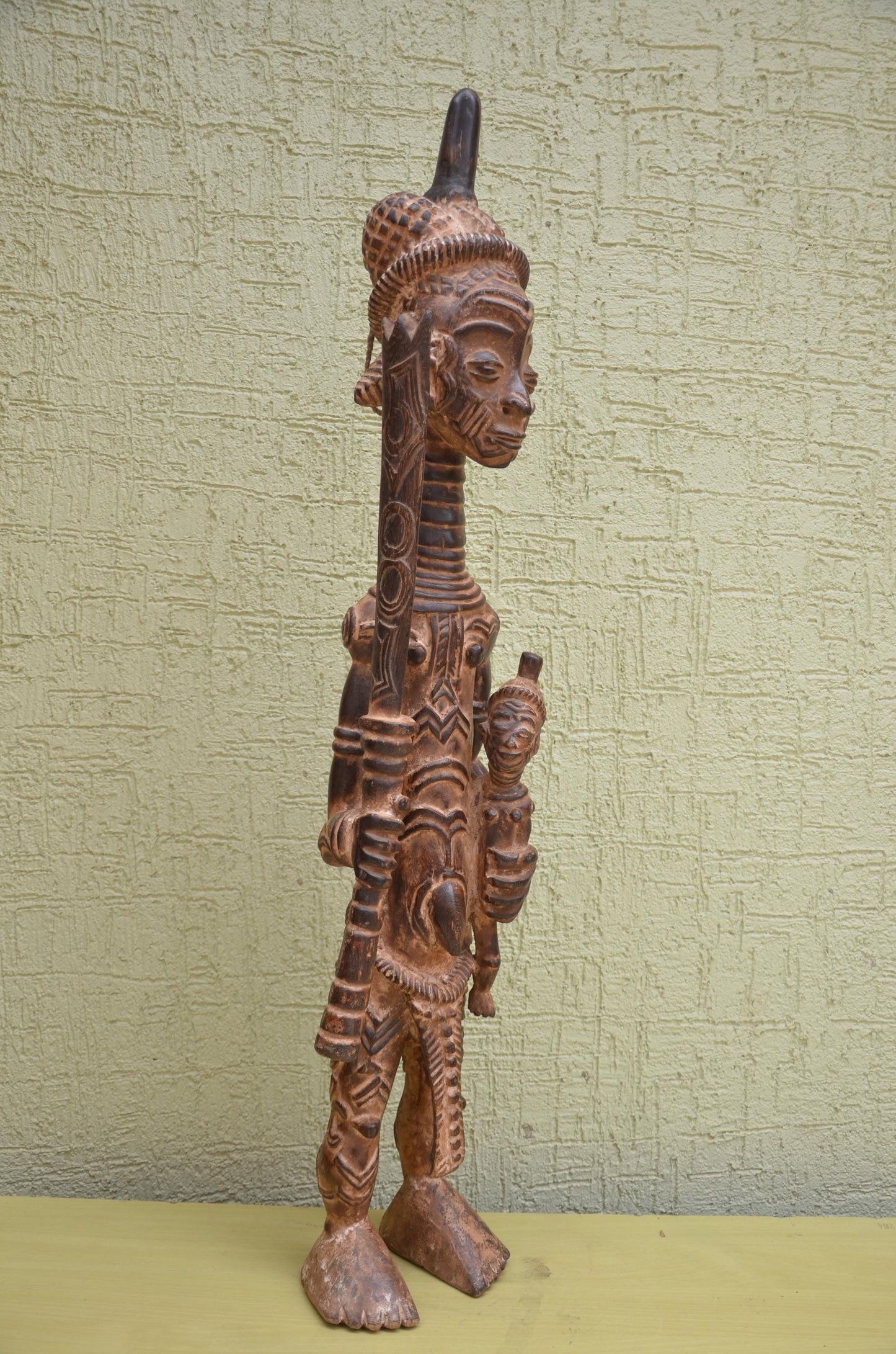 Monumental African Luluwa Maternity Wooden Statue | Tribal Art