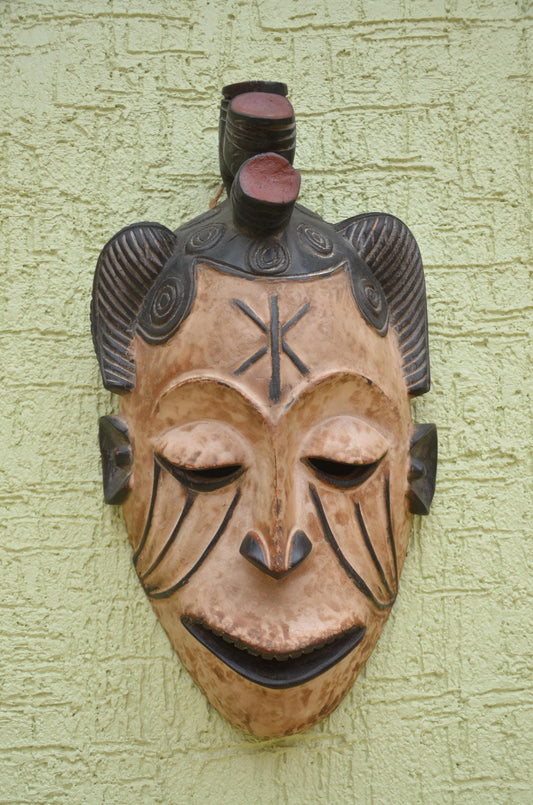Punu Okuyi Mask | African White-Faced Tribal Art