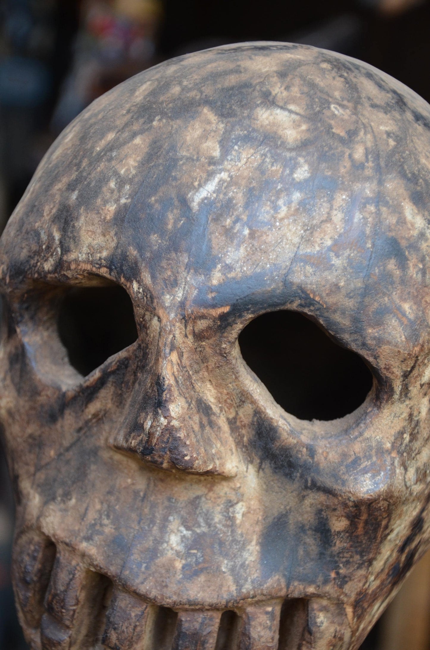 Kuyu or Mumuye Skeleton Figure - 35" Large Authentic Wood Carving, Ancestor Memento Mori Statue, Striking Primitive Art.