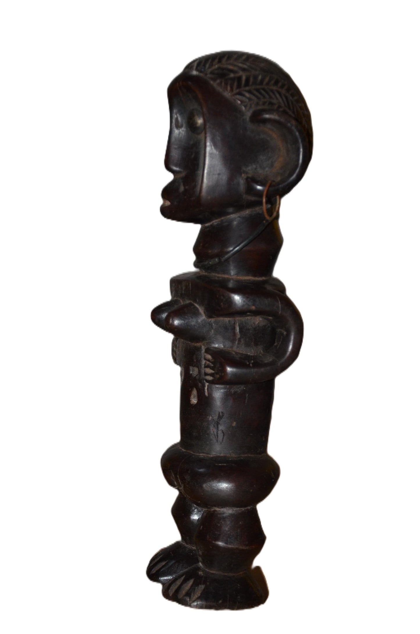 Authentic Ndekese Statue | Tribal Figure with Earrings | African Wood Art