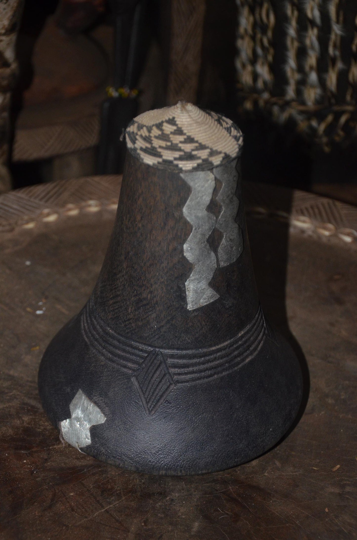 Hand-Carved Rwandan Icyansi Wooden Milk Jug | Ancestral Dairy Art Sculpture