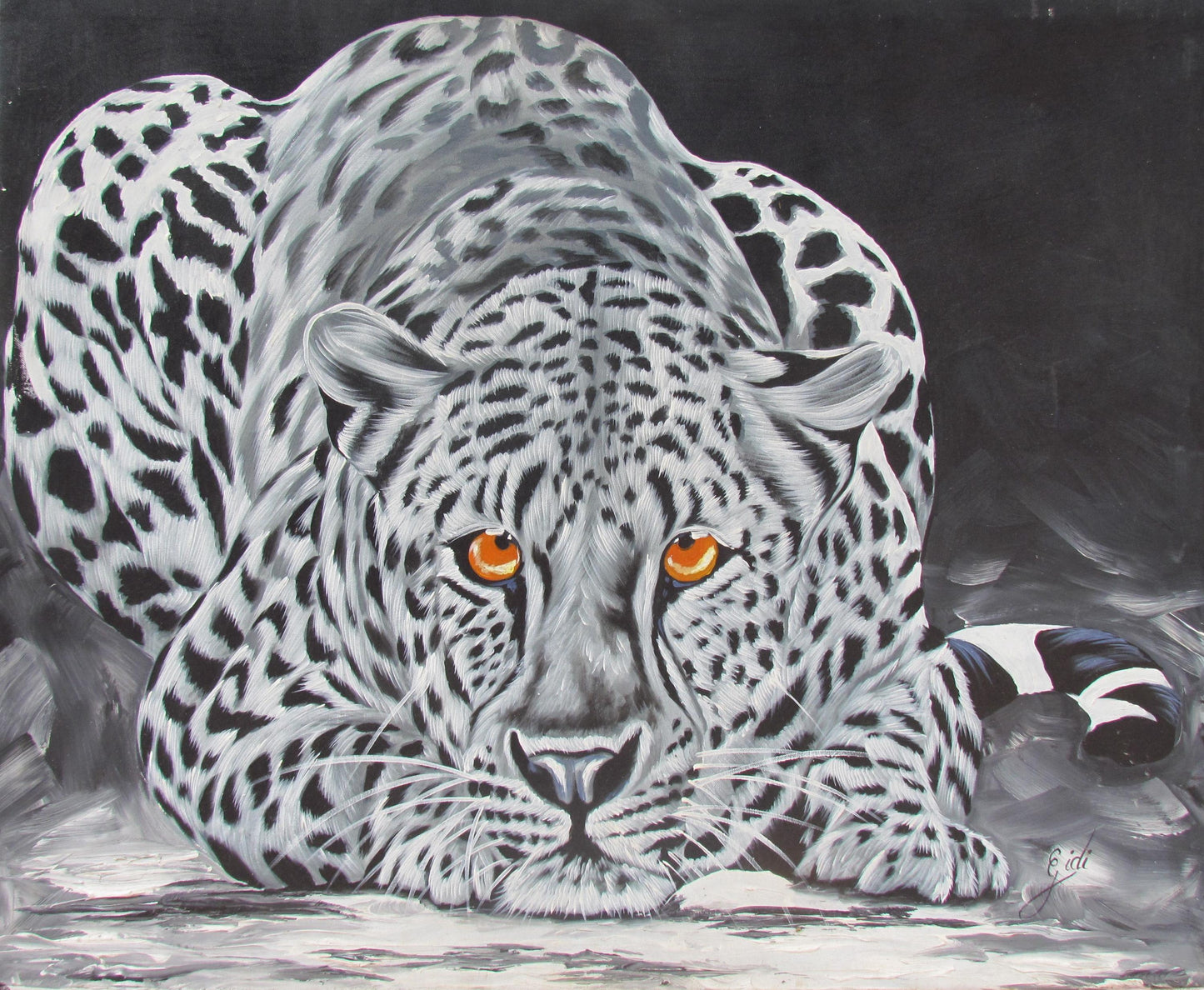 Impression murale Jaguar – Portrait d'animal sauvage de la jungle, œuvre d'art colorée de grand félin, techniques mixtes numériques et traditionnelles sur papier mat