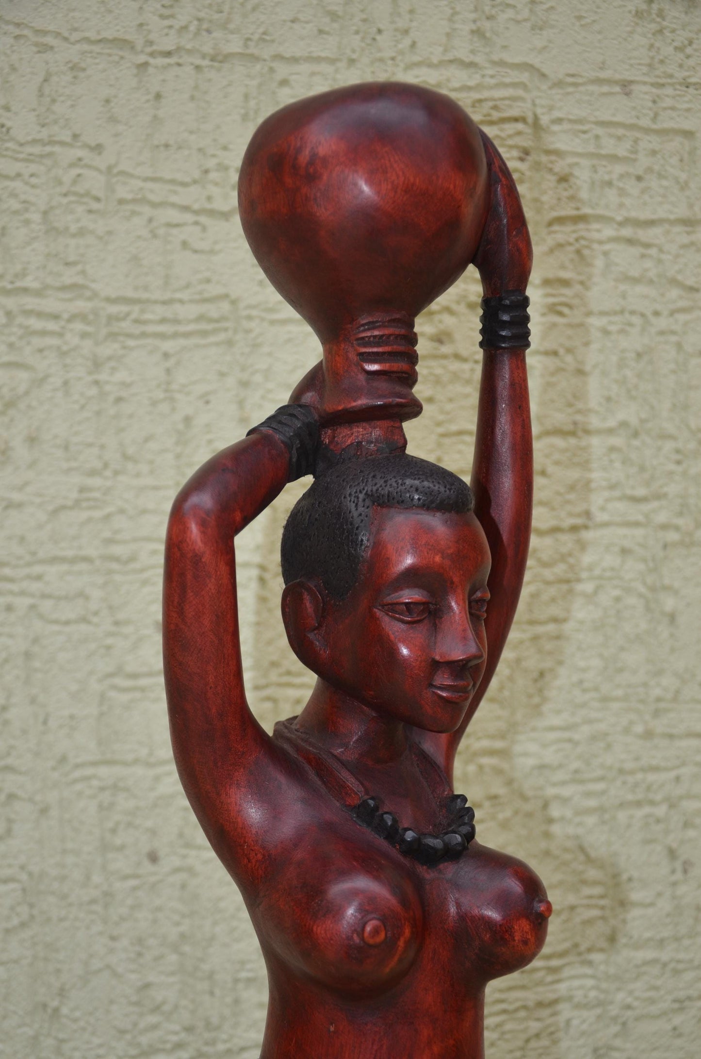 Large African Wooden Water Bearer Figurine | Tribal Art