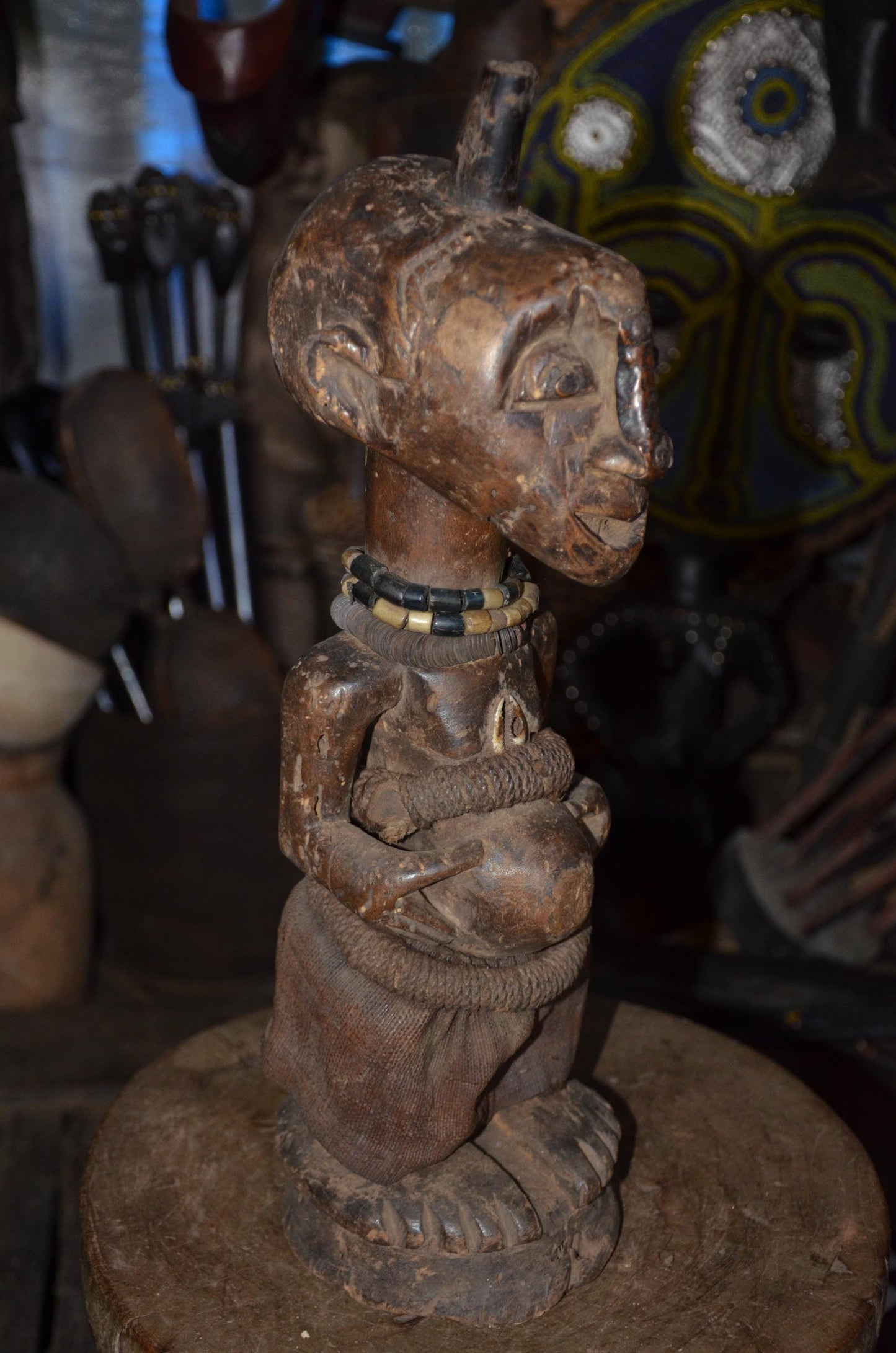 Songye Nkishi Figure | Authentic Congolese Power Fetish | Hand-Carved Tribal Sculpture