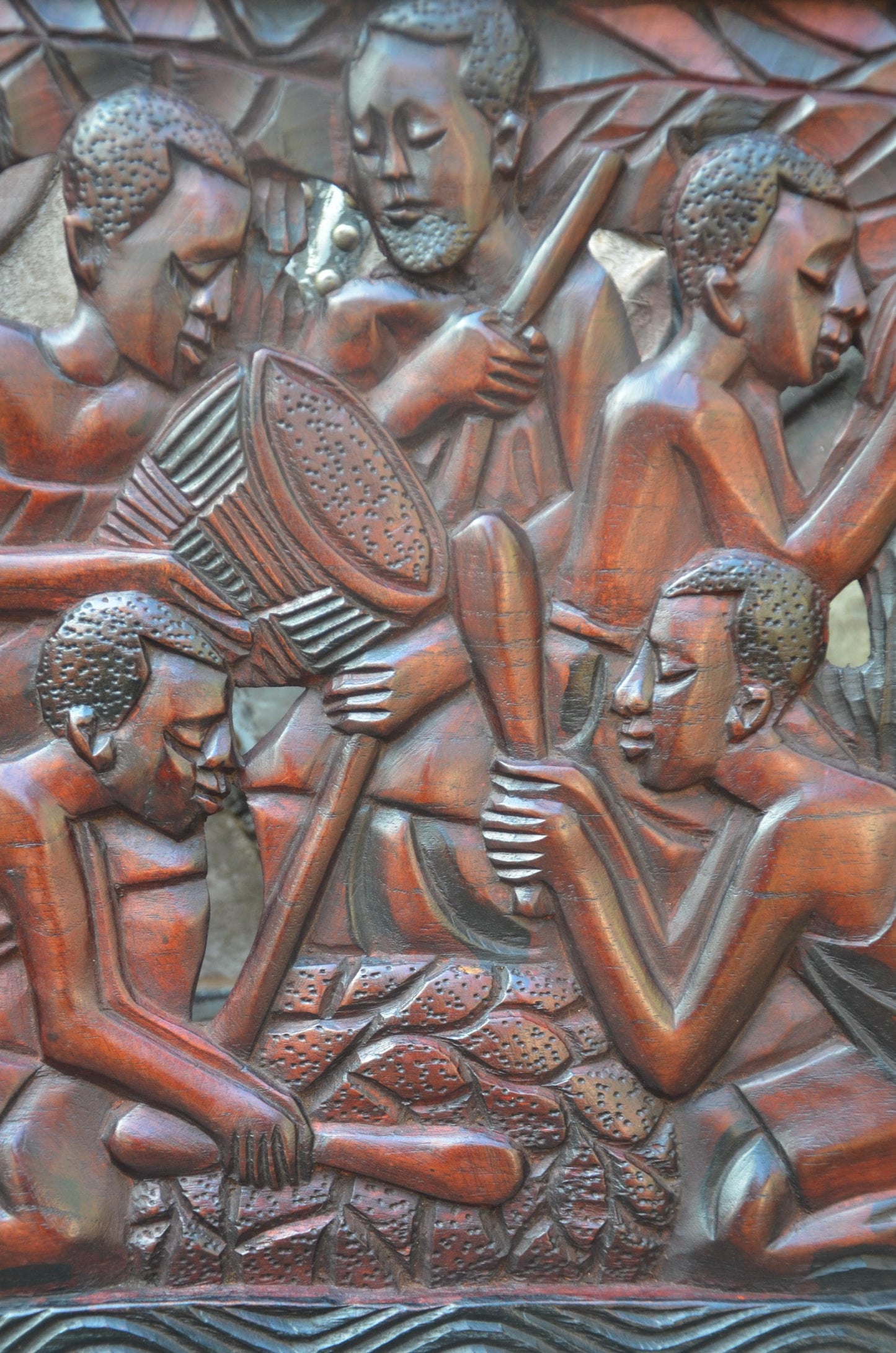 African Community Celebration Wall Plaque | Large Hand-Carved Wooden Relief Art | Village Gathering Wall Decor | Ethnic Sculptural Panel