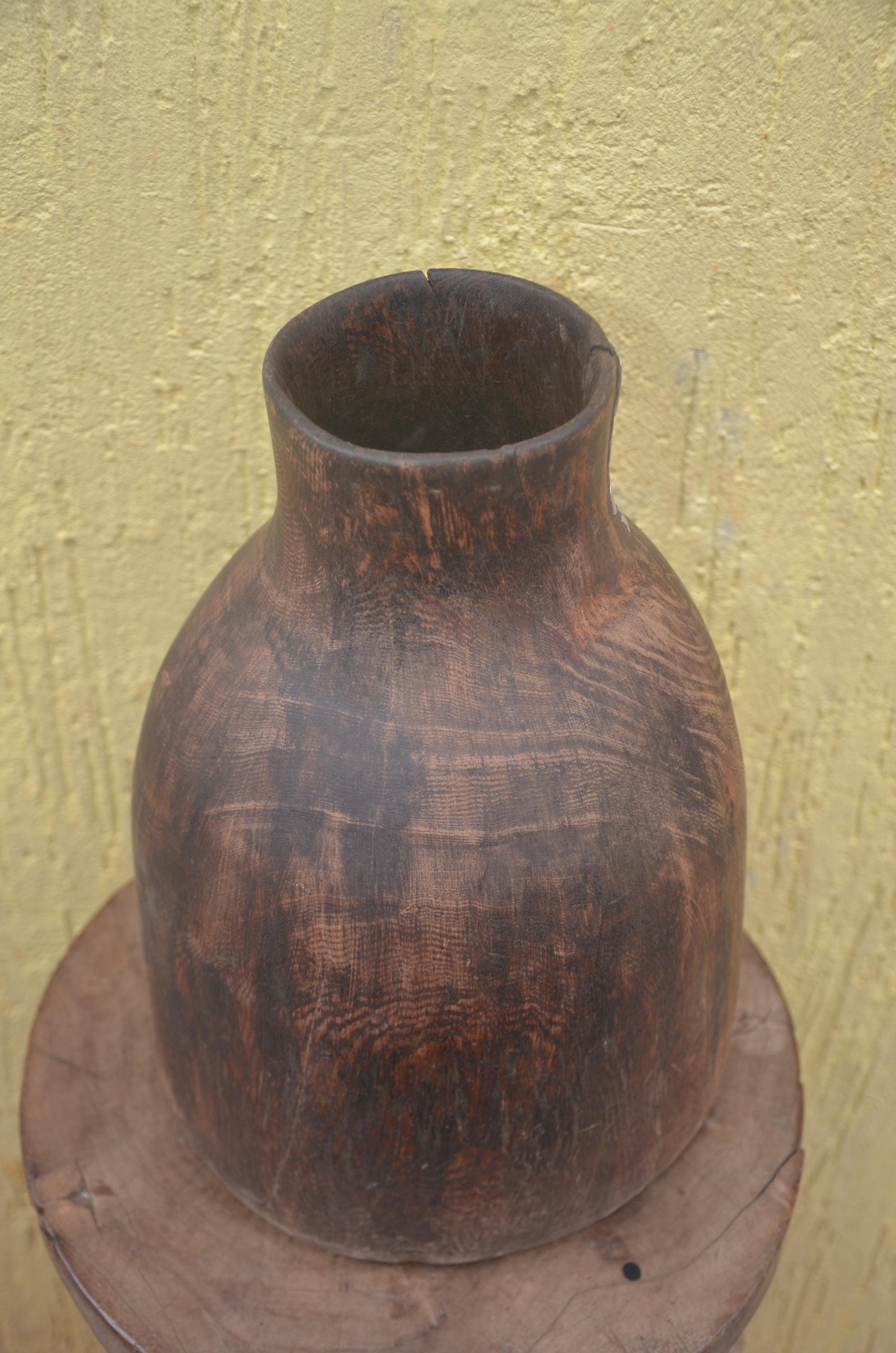 Authentic Rwandan Milk Vessel | Dark Brown Icyansi | Traditional Wood Art