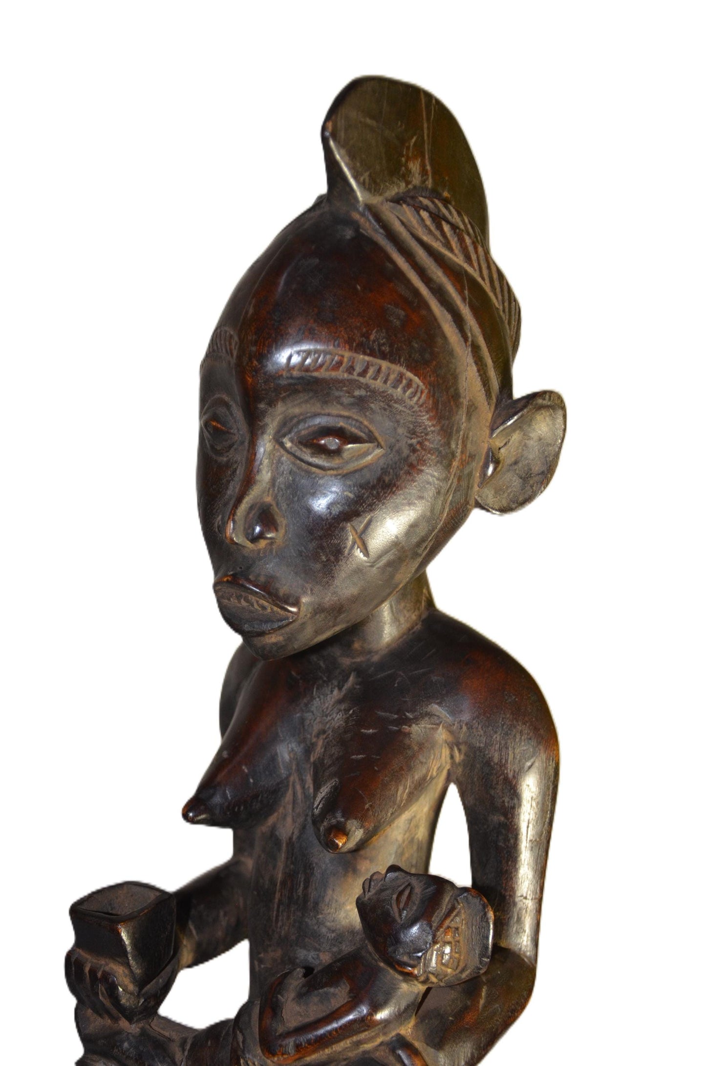 Authentic Chokwe Statue | Maternity Ancestral Figure | Congolese Art