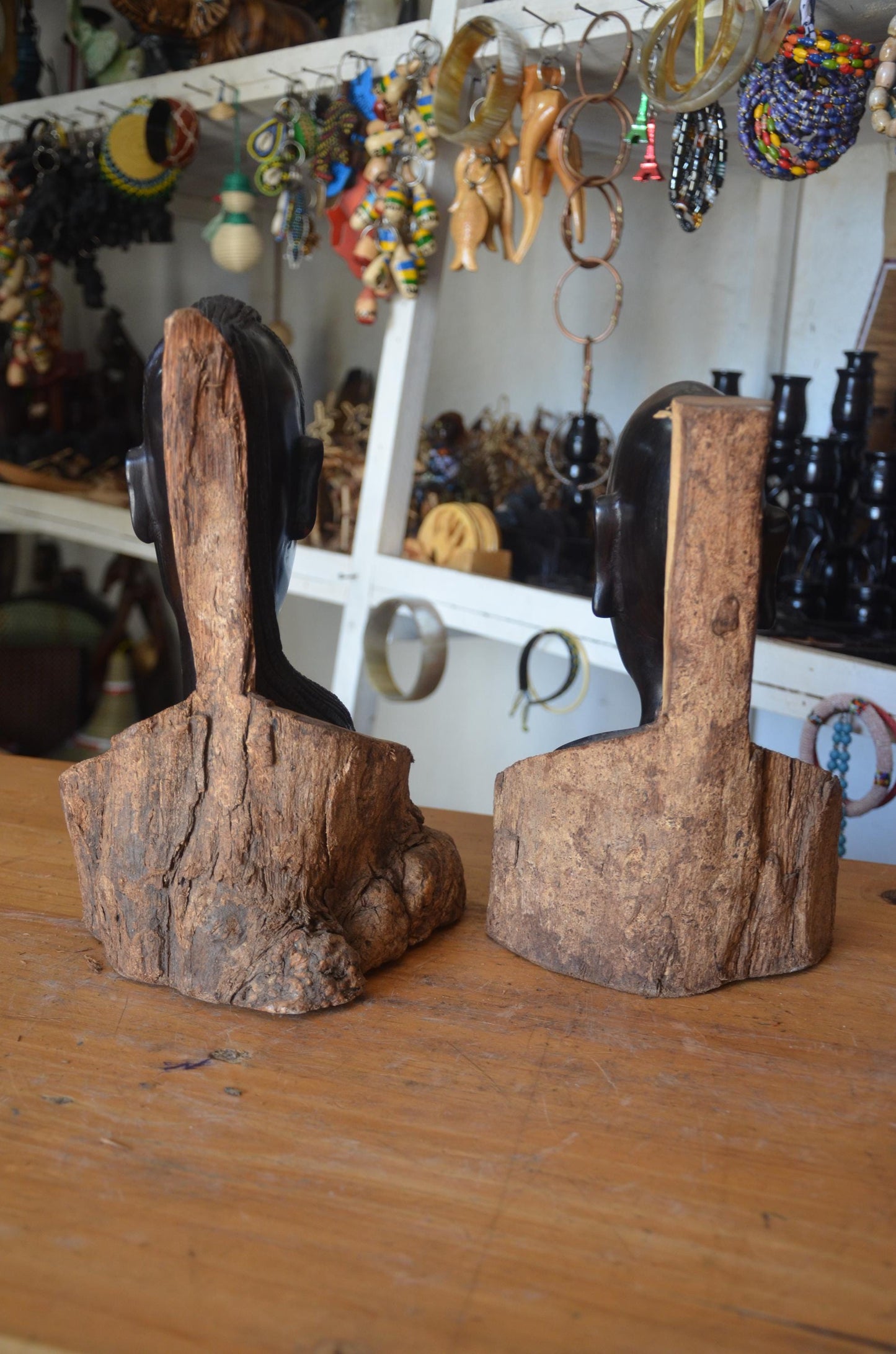 Hand-Carved Ebony Wood Maasai Couple Statue | African Tribal Art Sculpture