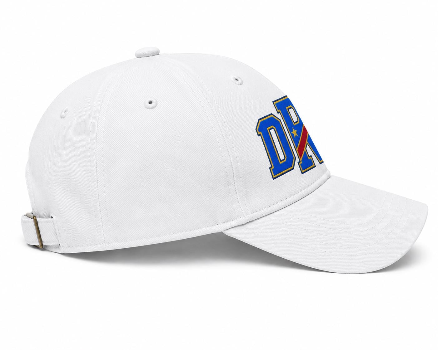 DRC Baseball Cap | Democratic Republic of Congo Hat | Congo Flag Cap | White Dad Hat | African Pride Hat | Unisex Adjustable Cap