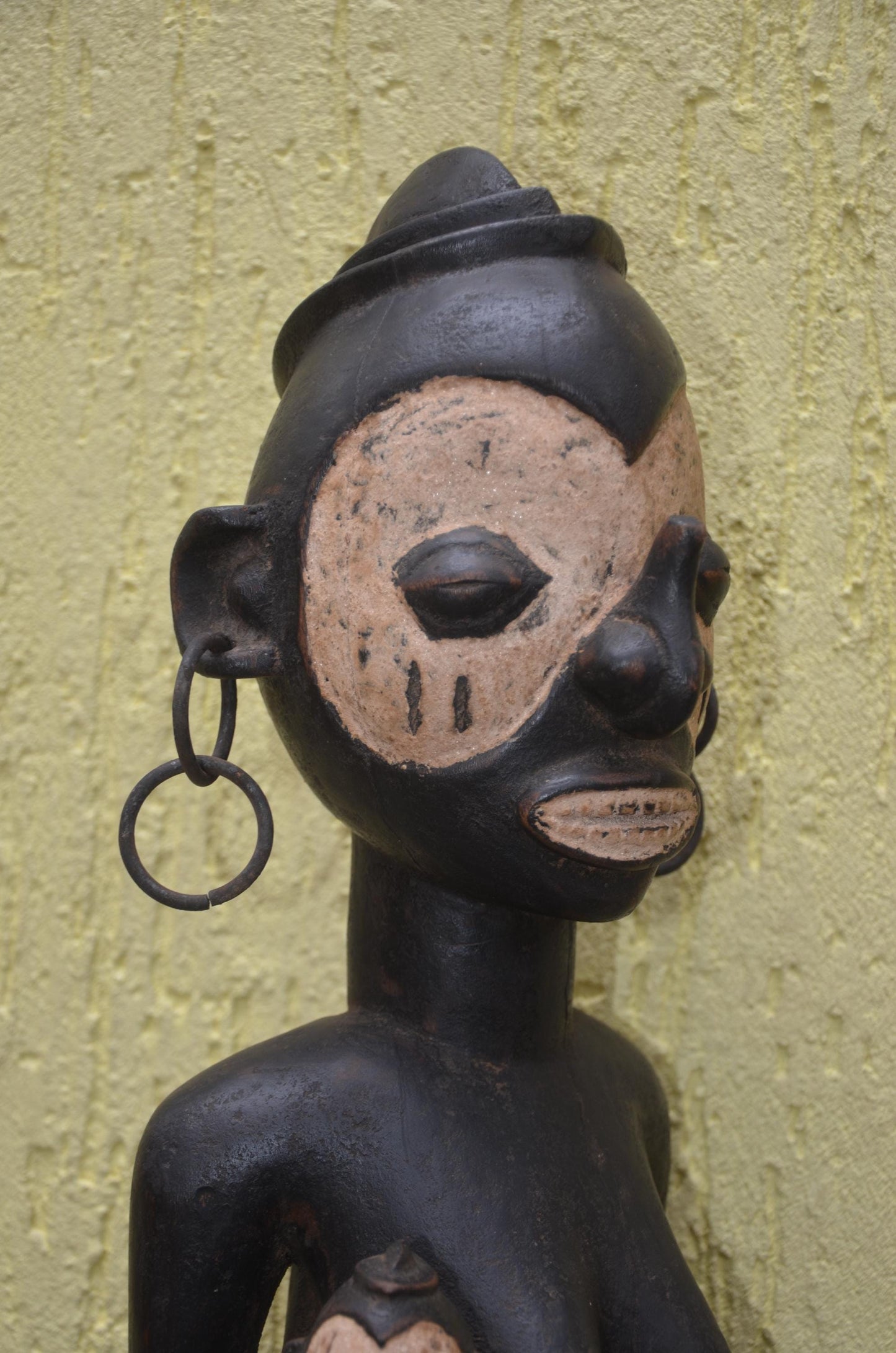 Lulua Maternity Figure – 28" Large Congo Wood Sculpture – African Tribal Art