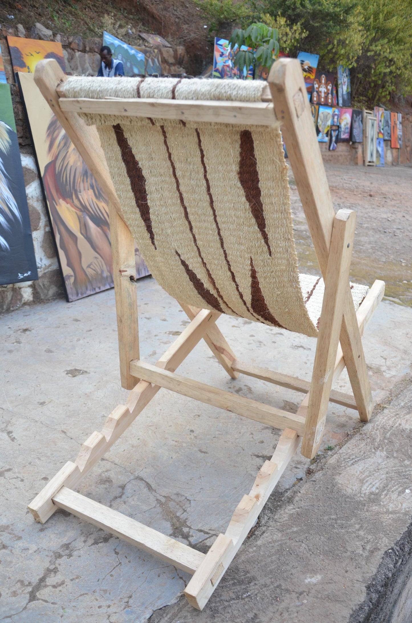 Hand-Woven African Sling Chair | Artisanal Folding Deck Chair