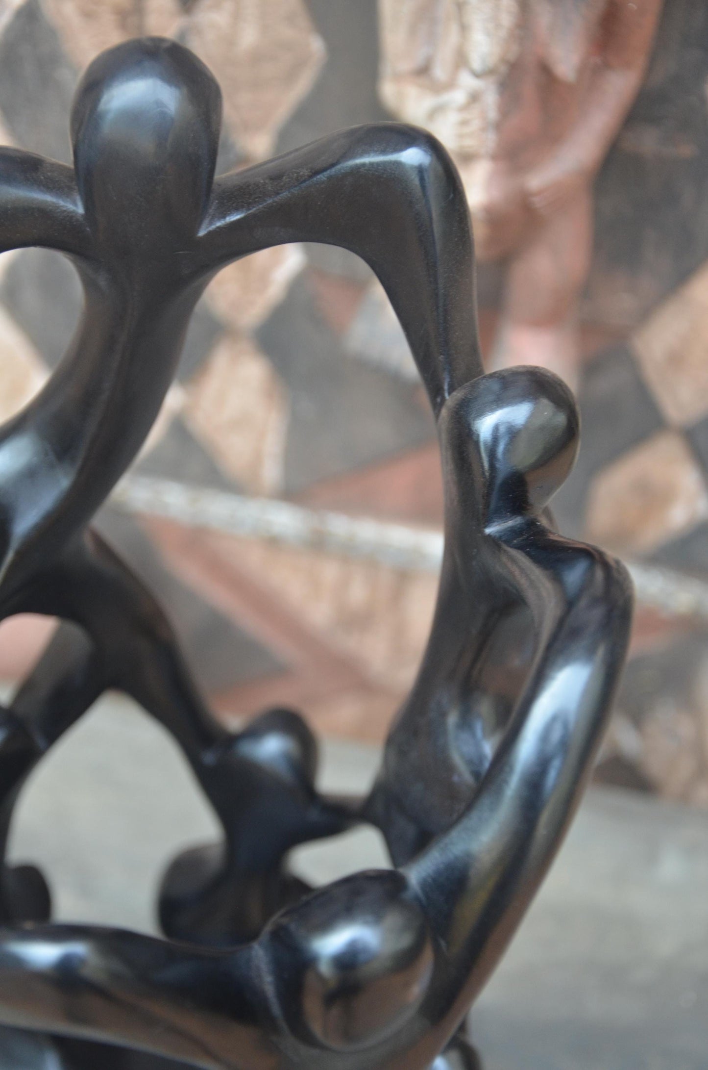 Hand-Carved African Abstract Family Ascent Sculpture