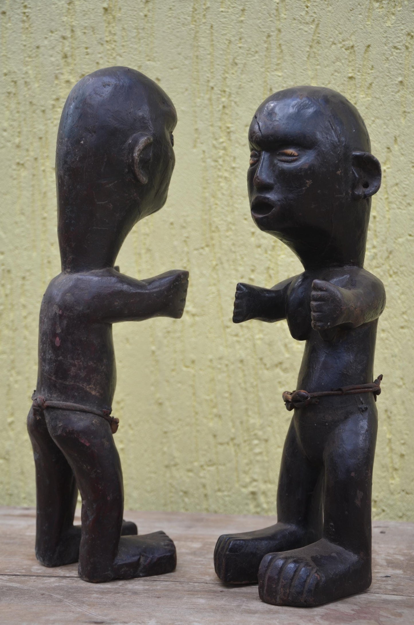 Azande Couple Statues – 18" Zande Hand-Carved Wood Congo Figures – Tribal Art.