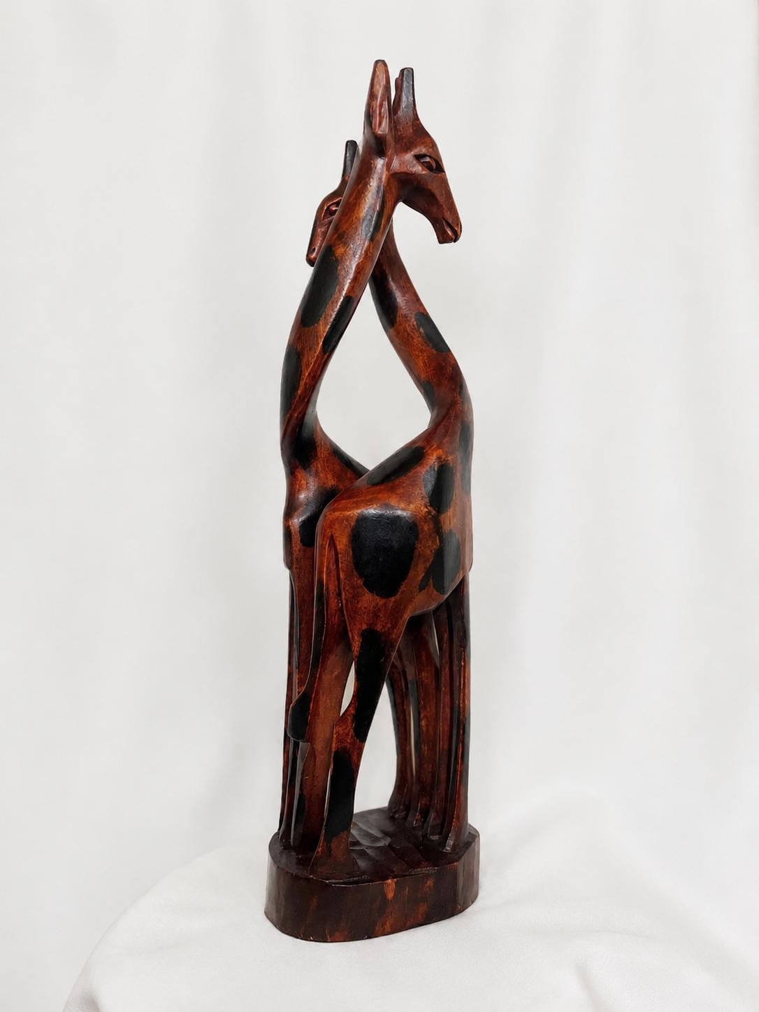 Hand Carved Wooden Giraffe Sculpture Interlocking African Animal Statue Moody Gothic Home Decor Autumn Anniversary Gift Large Wood Art