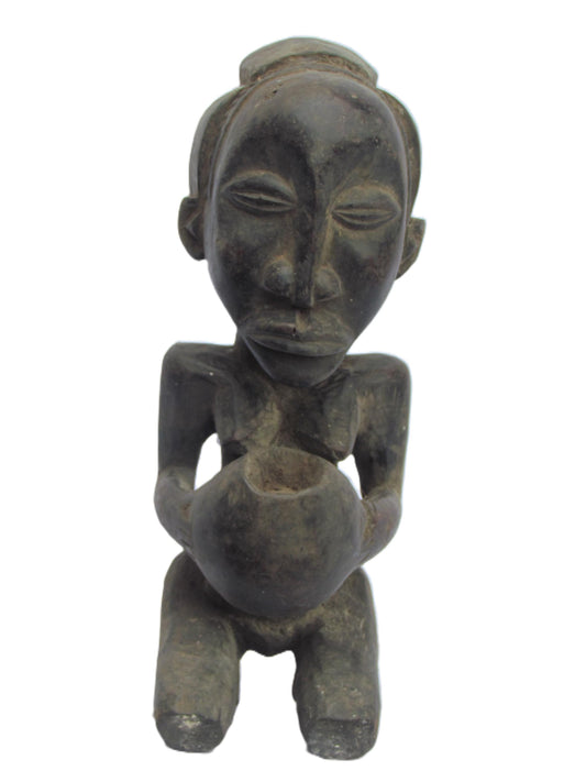 Statue de femme Luba agenouillée, sculpture africaine sculptée à la main, art tribal du Congo, sculpture en bois bantou de Zambie et de RDC
