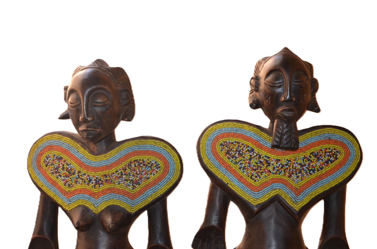 Luba Couple Statue – 21" Hand-Carved Wood Congo Ancestor Figure – Tribal Art.