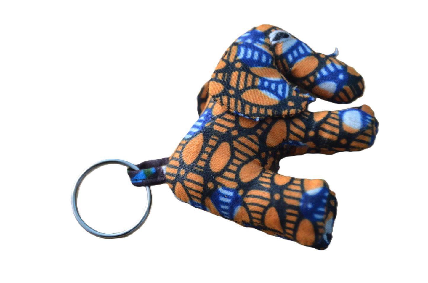 Handmade Elephant Ankara Keyholder, African Wax Print Fabric Keychain, Boho Safari Animal Bag Charm