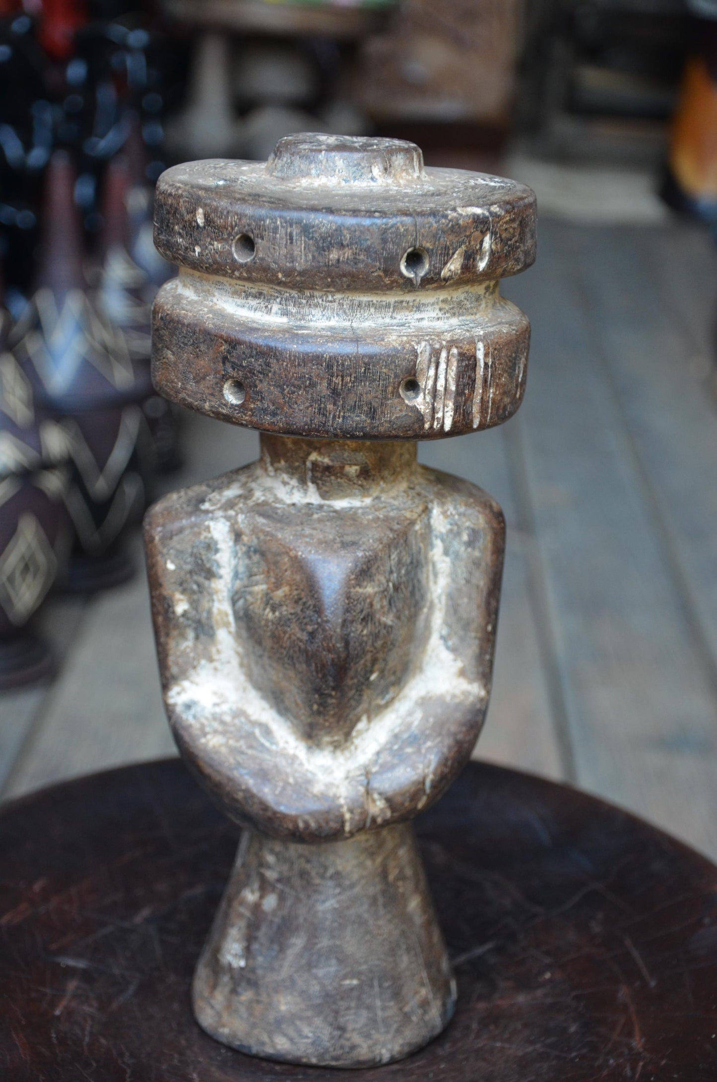 Authentic Lega Figure | Double-Disc Head | Congolese Tribal Sculpture