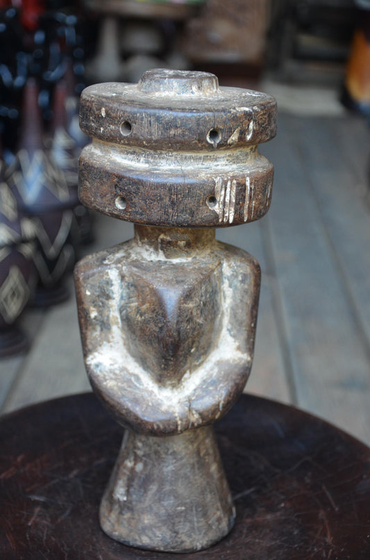 Authentic Lega Figure | Double-Disc Head | Congolese Tribal Sculpture