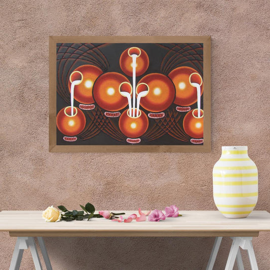 Impression d'art rwandais en calebasse, toile représentant un pot à lait africain, peinture traditionnelle Ikivuguto, décoration murale de salle à manger