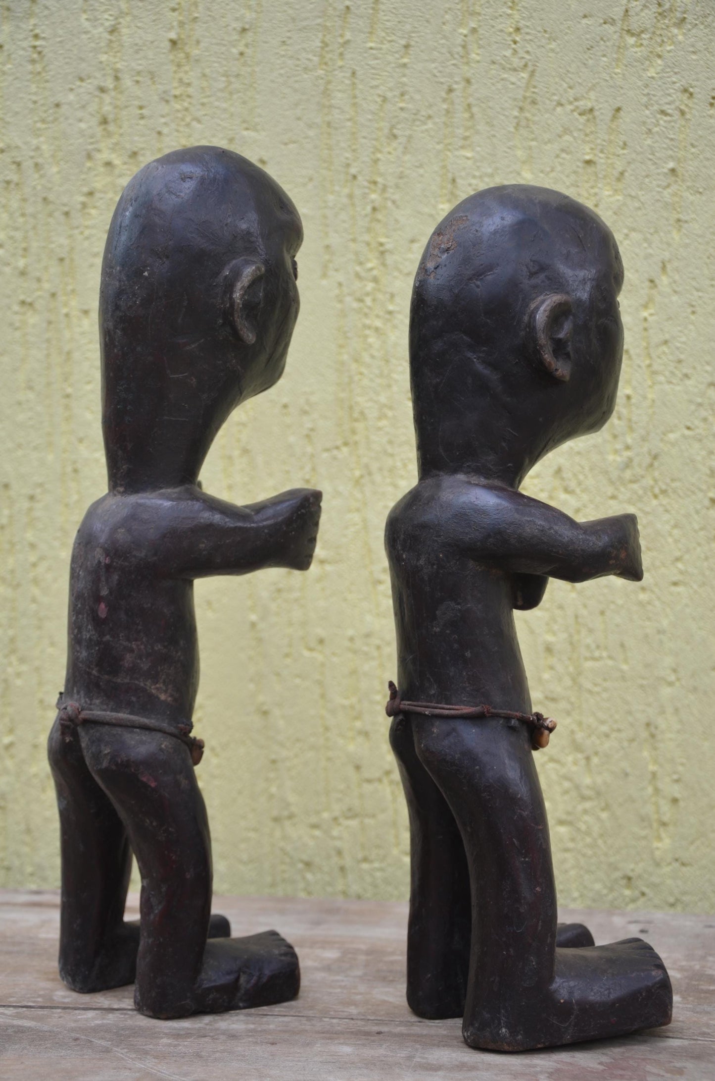 Azande Couple Statues – 18" Zande Hand-Carved Wood Congo Figures – Tribal Art.