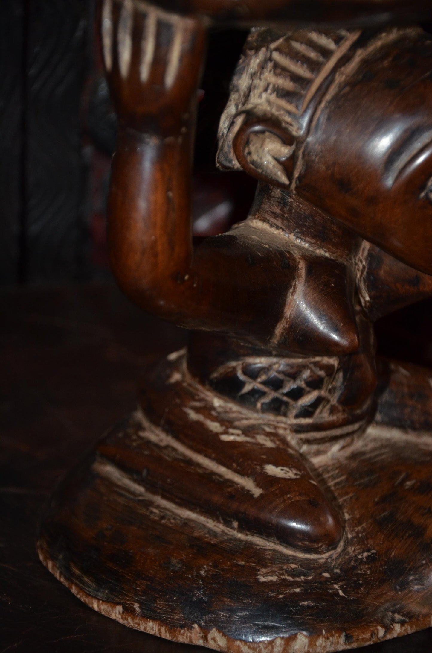 Luba Caryatid Stool – 11" Hand-Carved Wood Sculpture – Congo Tribal Art