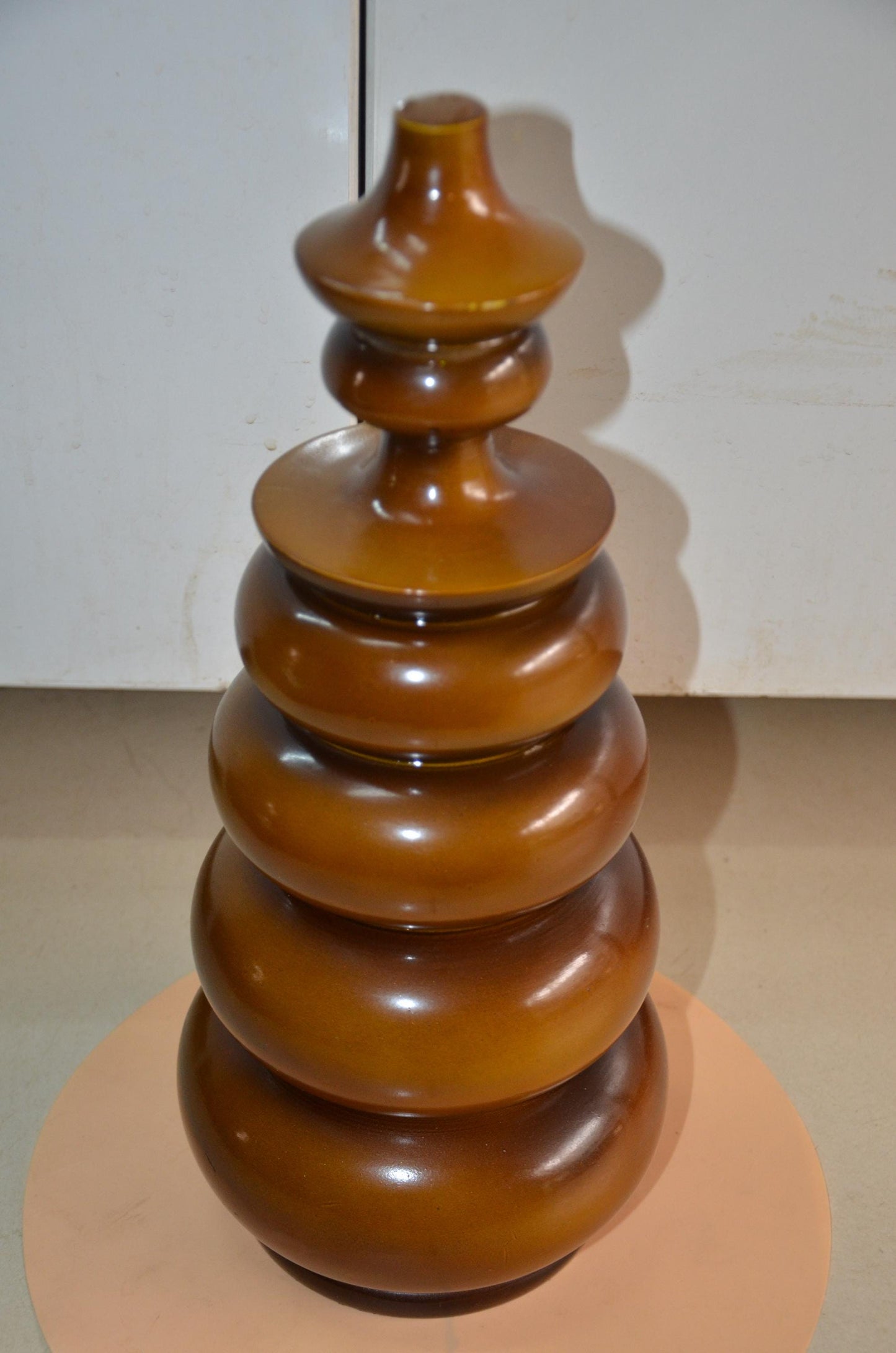 Authentic Venini Deco Glass Vase | Murano Italy Amber Topaz Fluted Vessel
