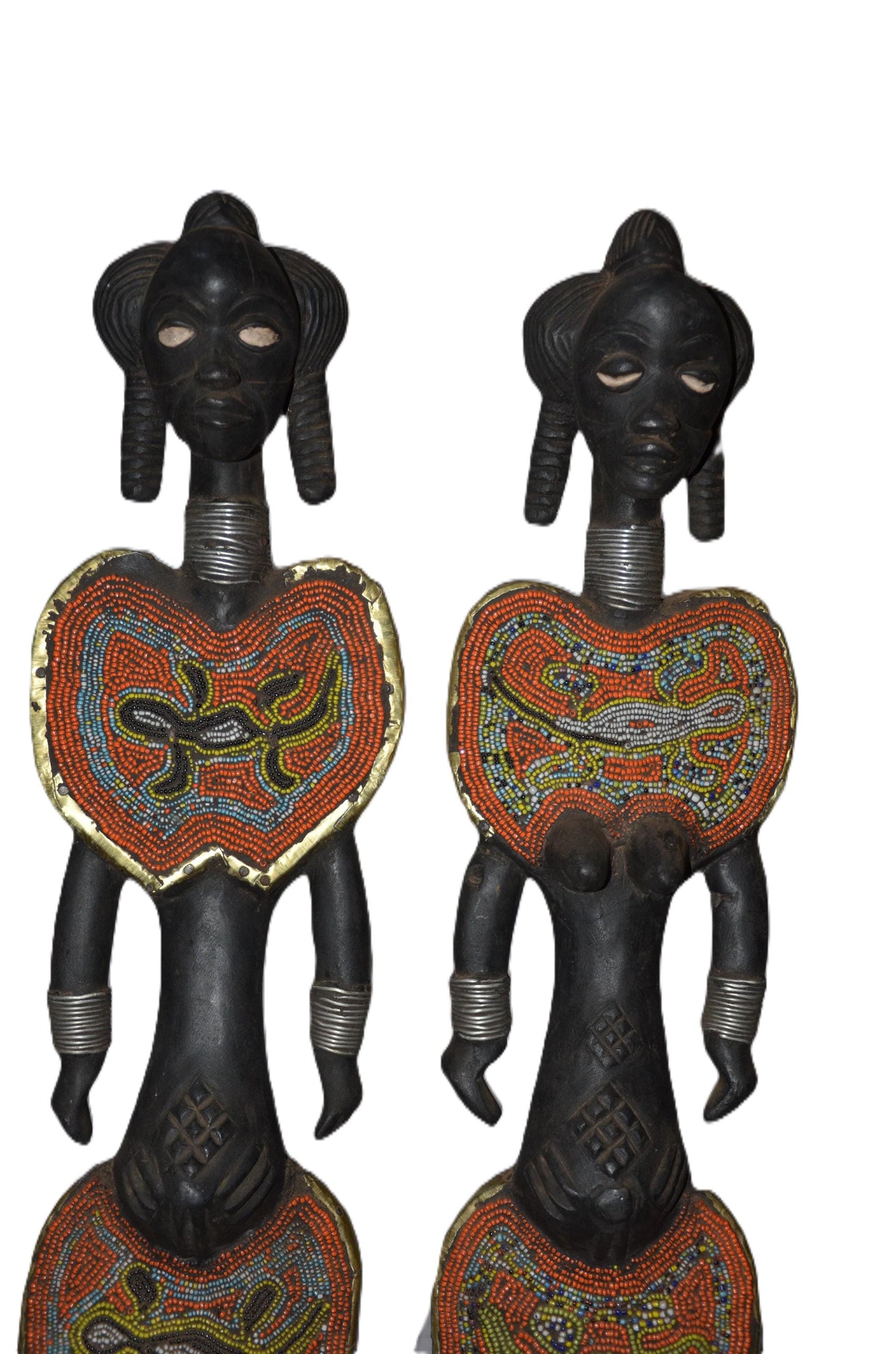 Chokwe Couple Statue – 25" Hand-Carved Wood Ancestor Unity Figure – Tribal Art.