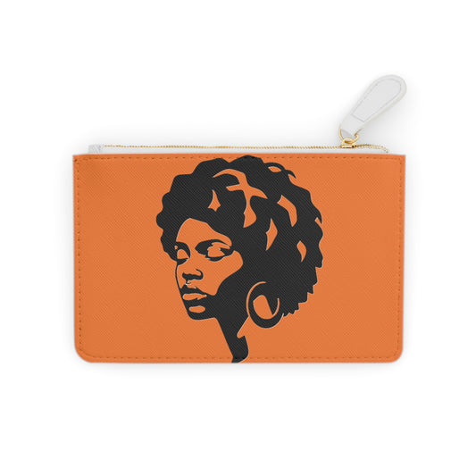Afro Silhouette Mini Clutch Bag — Stylish Black Woman Portrait Wrist Pouch