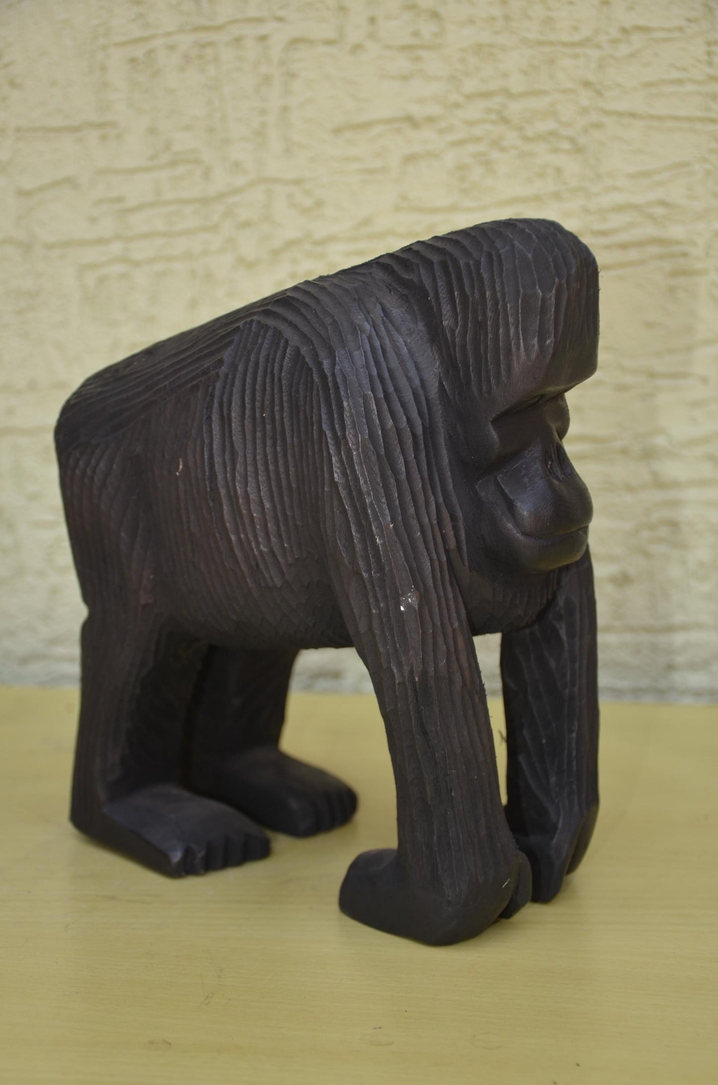Hand Carved Wooden Silverback Gorilla | African Wildlife Art