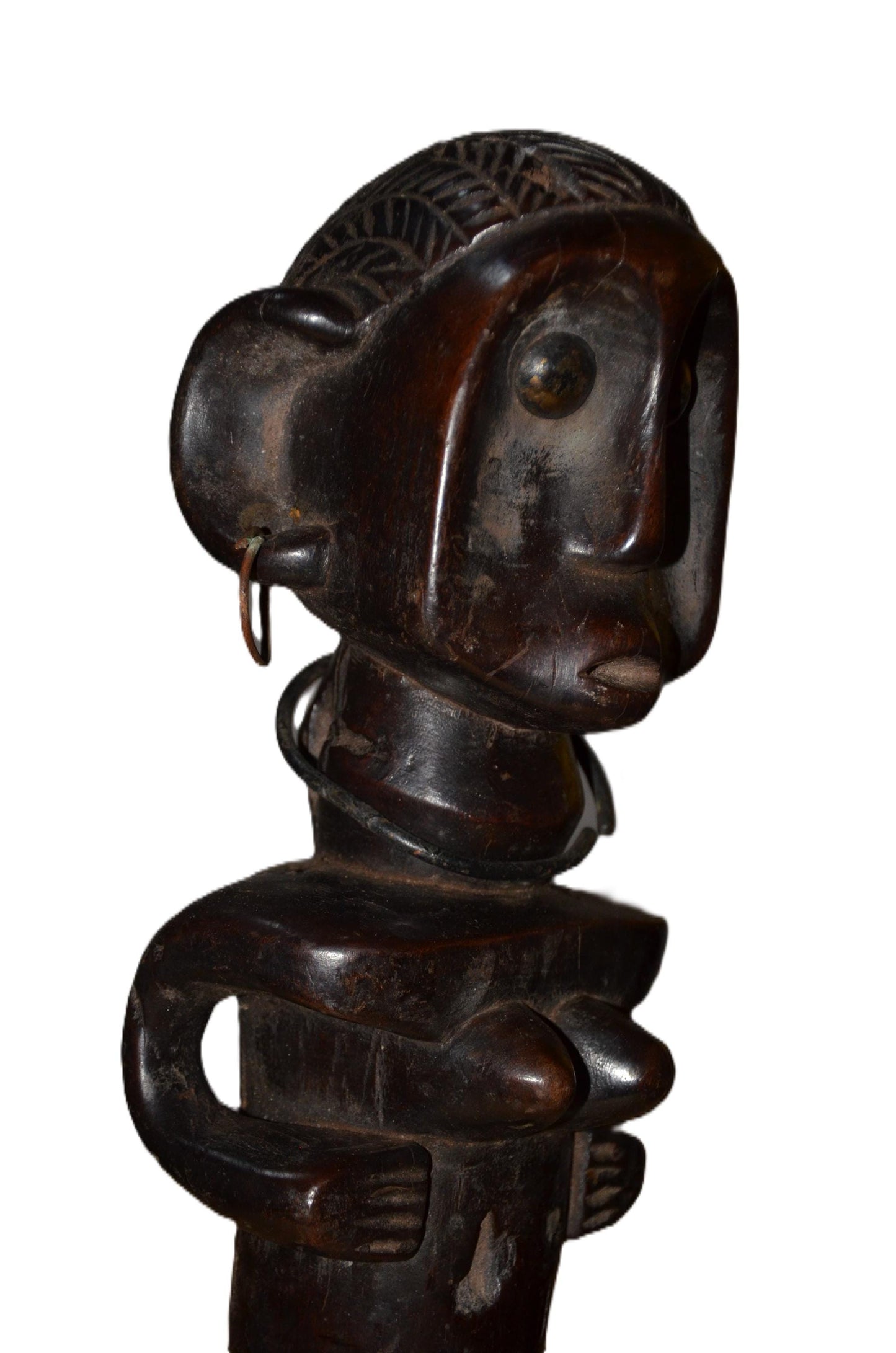 Authentic Ndekese Statue | Tribal Figure with Earrings | African Wood Art