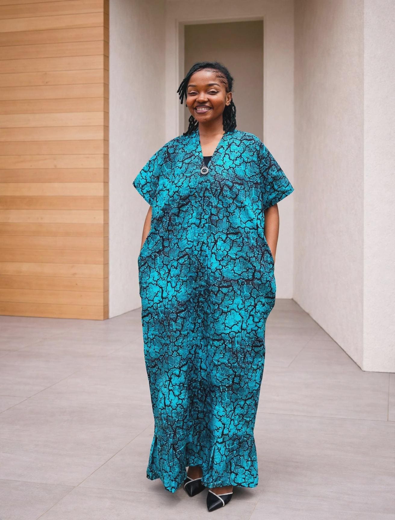 Adire Silk Bubu Dress | Free Size Tie Dye Caftan, Maxi Dress