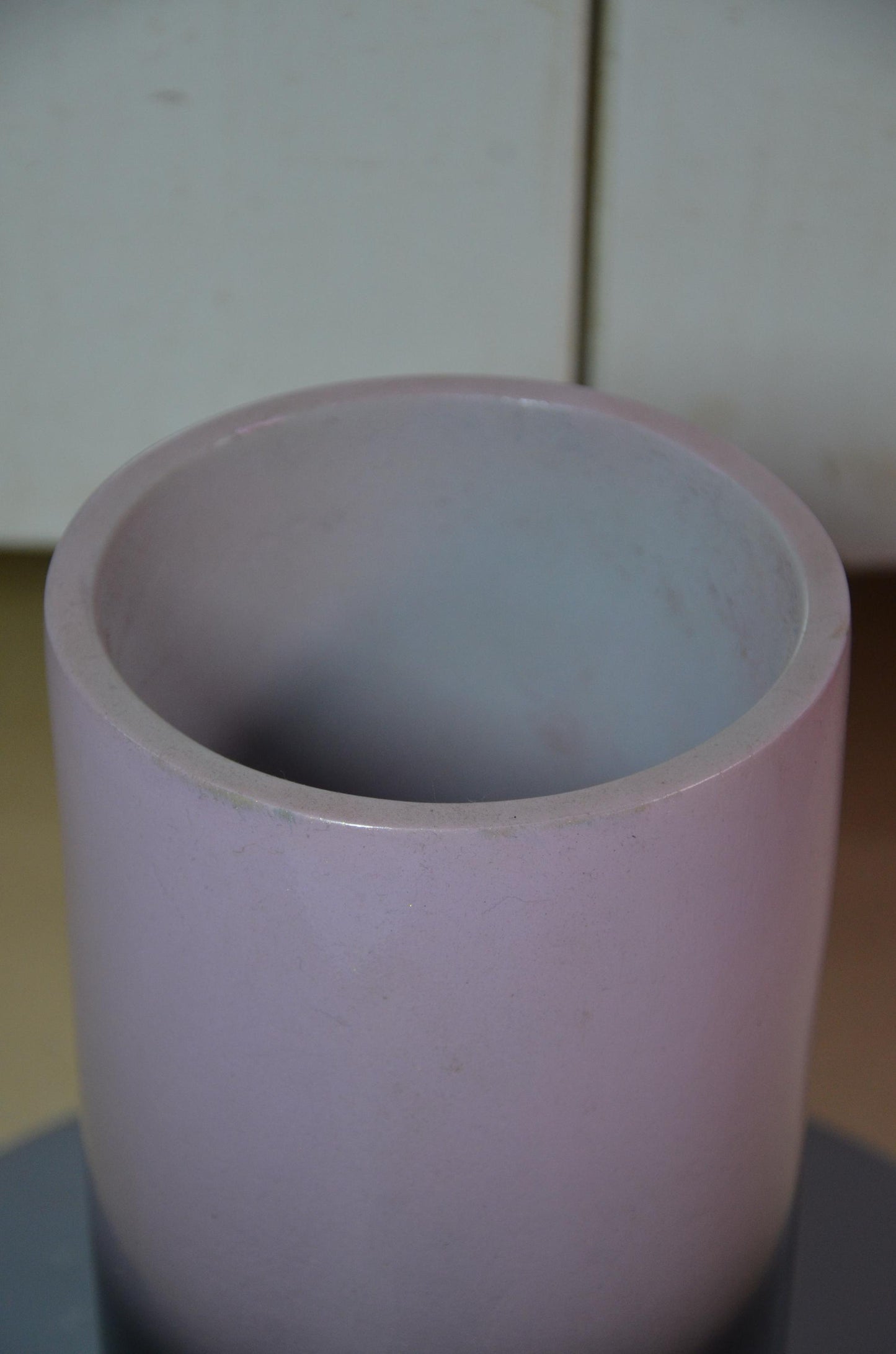 Hand-Carved Wood Cylinder Vase | Pink and Black Ombre Pillar Vessel, Nordic Decor