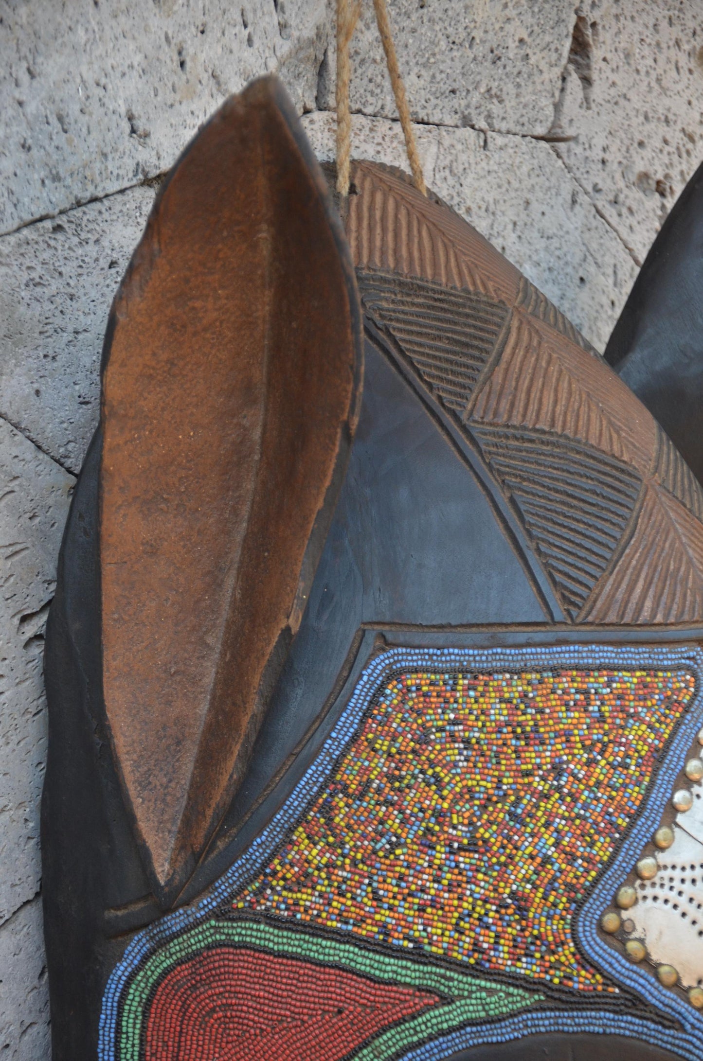 Bakota-Inspired African Mask | Large Geometric Wall Art