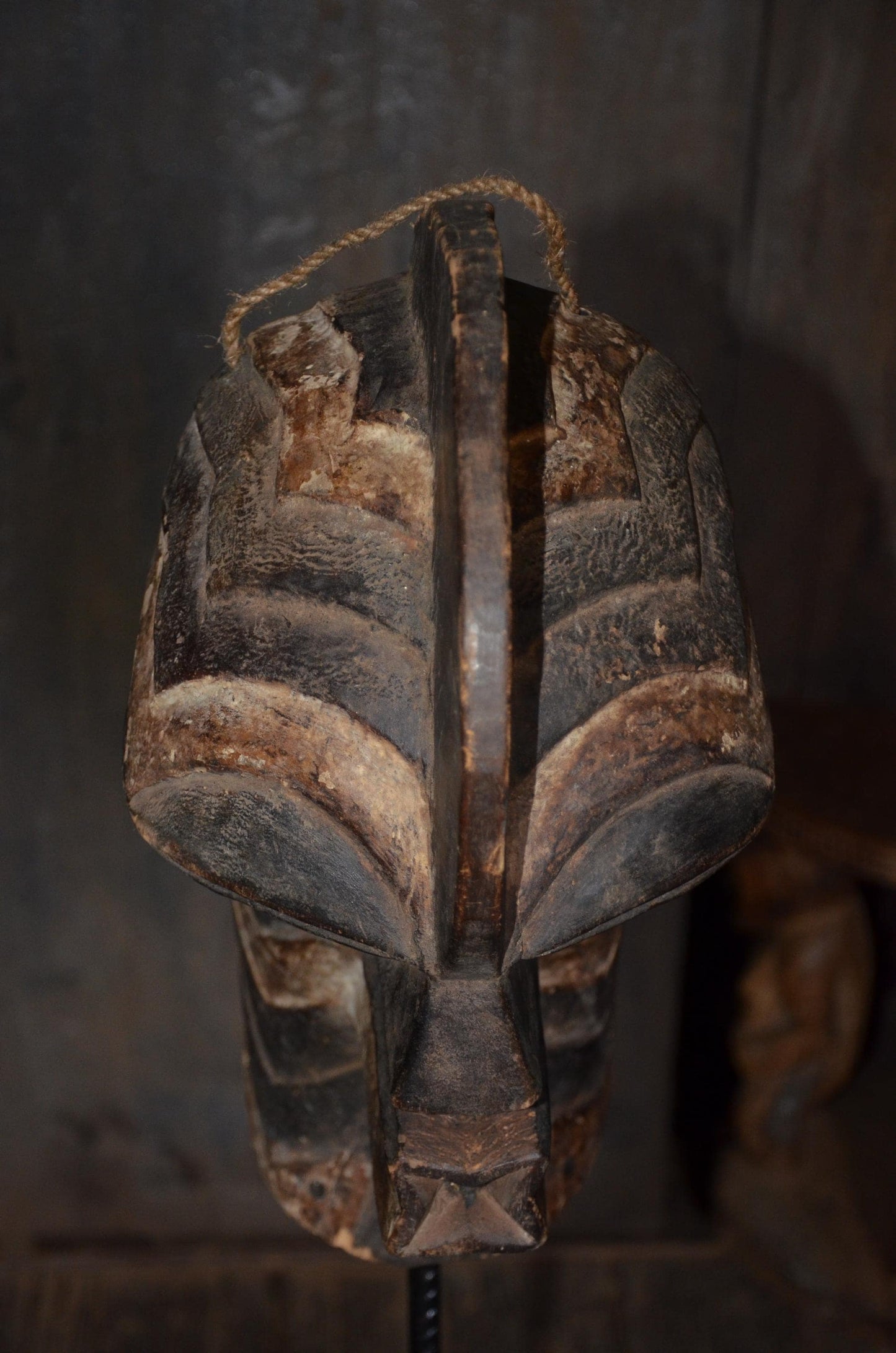 Male Songye Kifwebe Mask – 17" Large Congo Tribal Wall Art – Wooden Decor