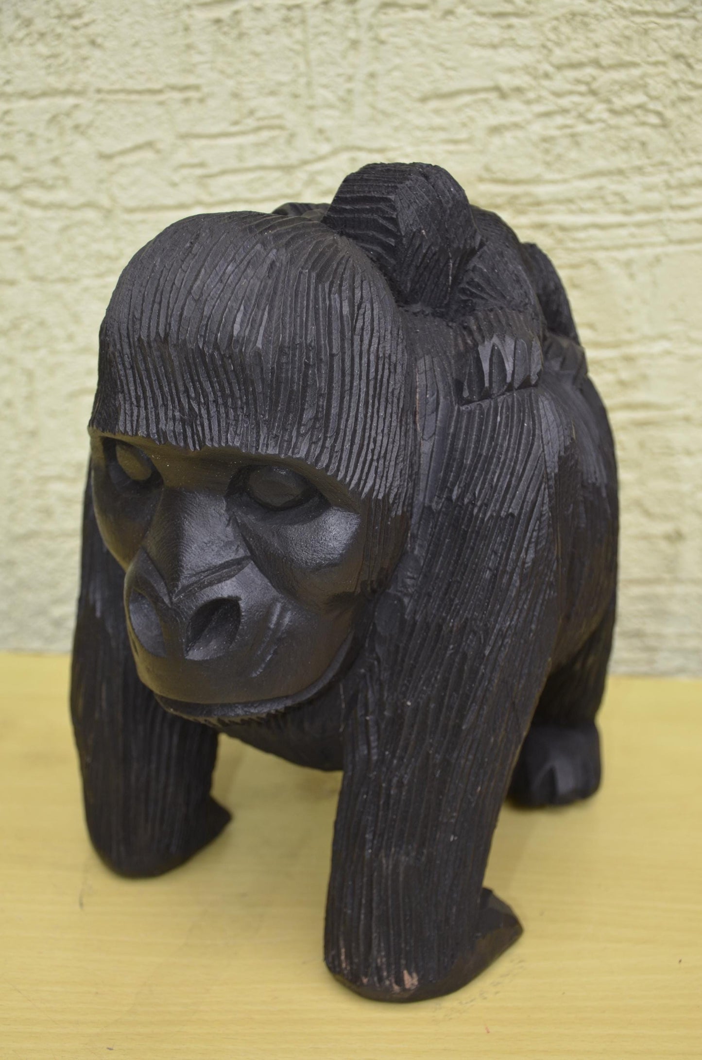 Hand-Carved Wooden Gorilla Maternity Sculpture | Wildlife Family Art Figurine