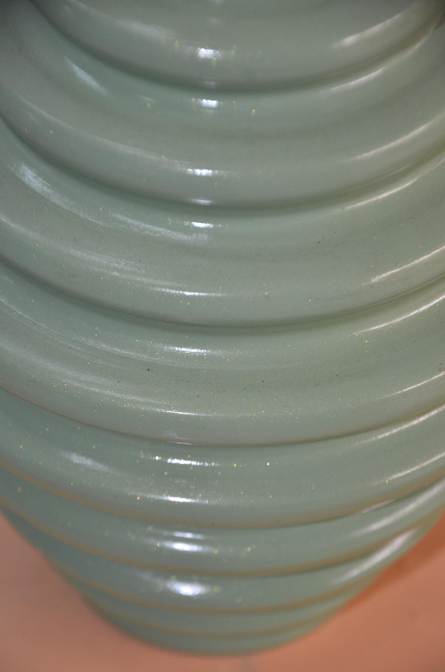 Authentic Venini Deco Glass Vase | Murano Italy Sage Mint Green Fluted Vessel