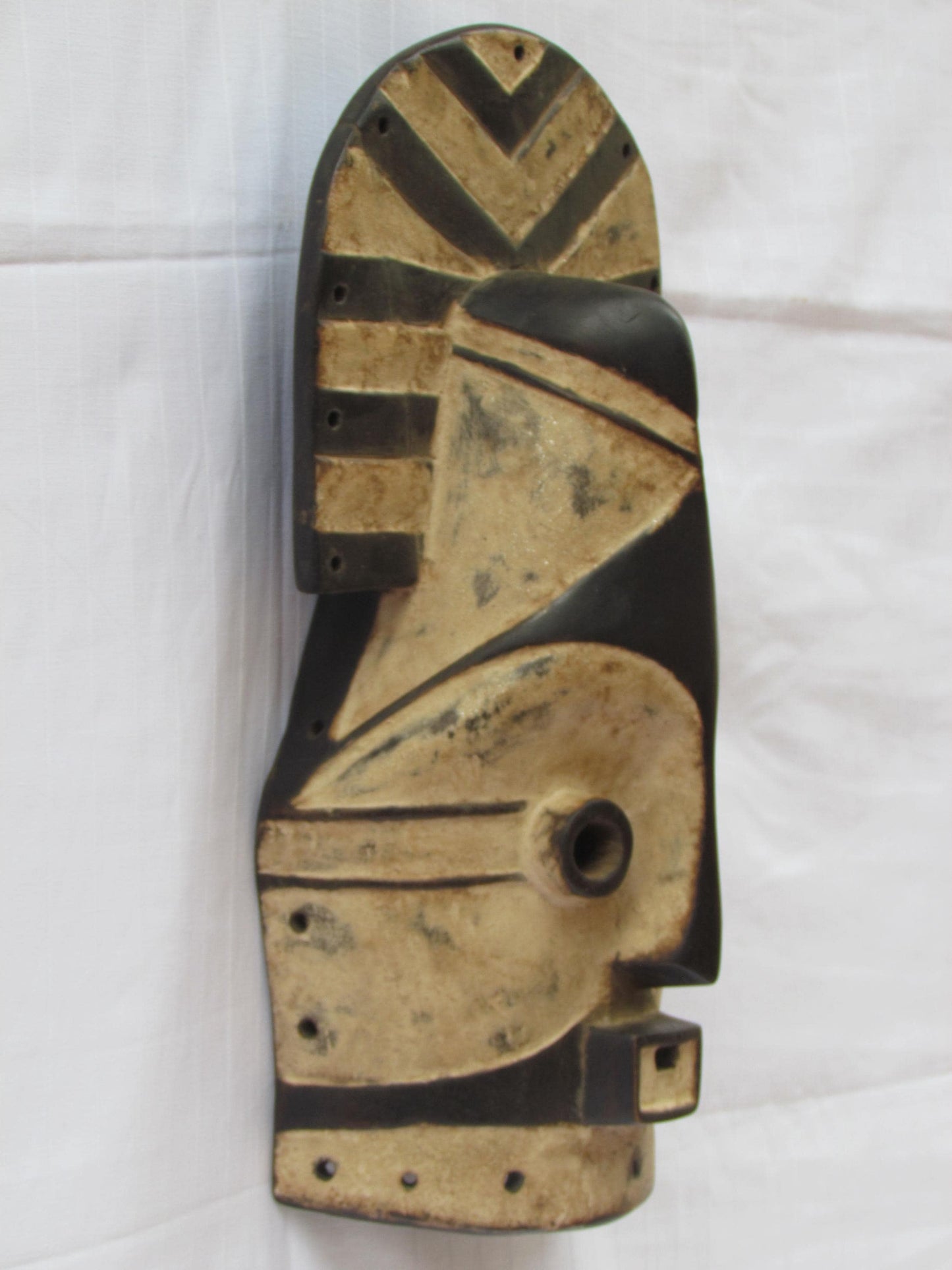 Vintage hand carved wall hanging African traditional wooden masks from D.R.C
