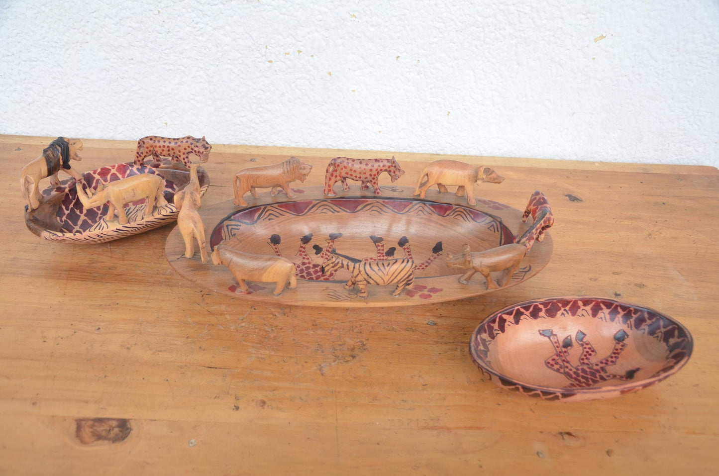 Hand-Carved Wildlife Wooden Fruit Bowl Set | Artisan African Decorative Bowls