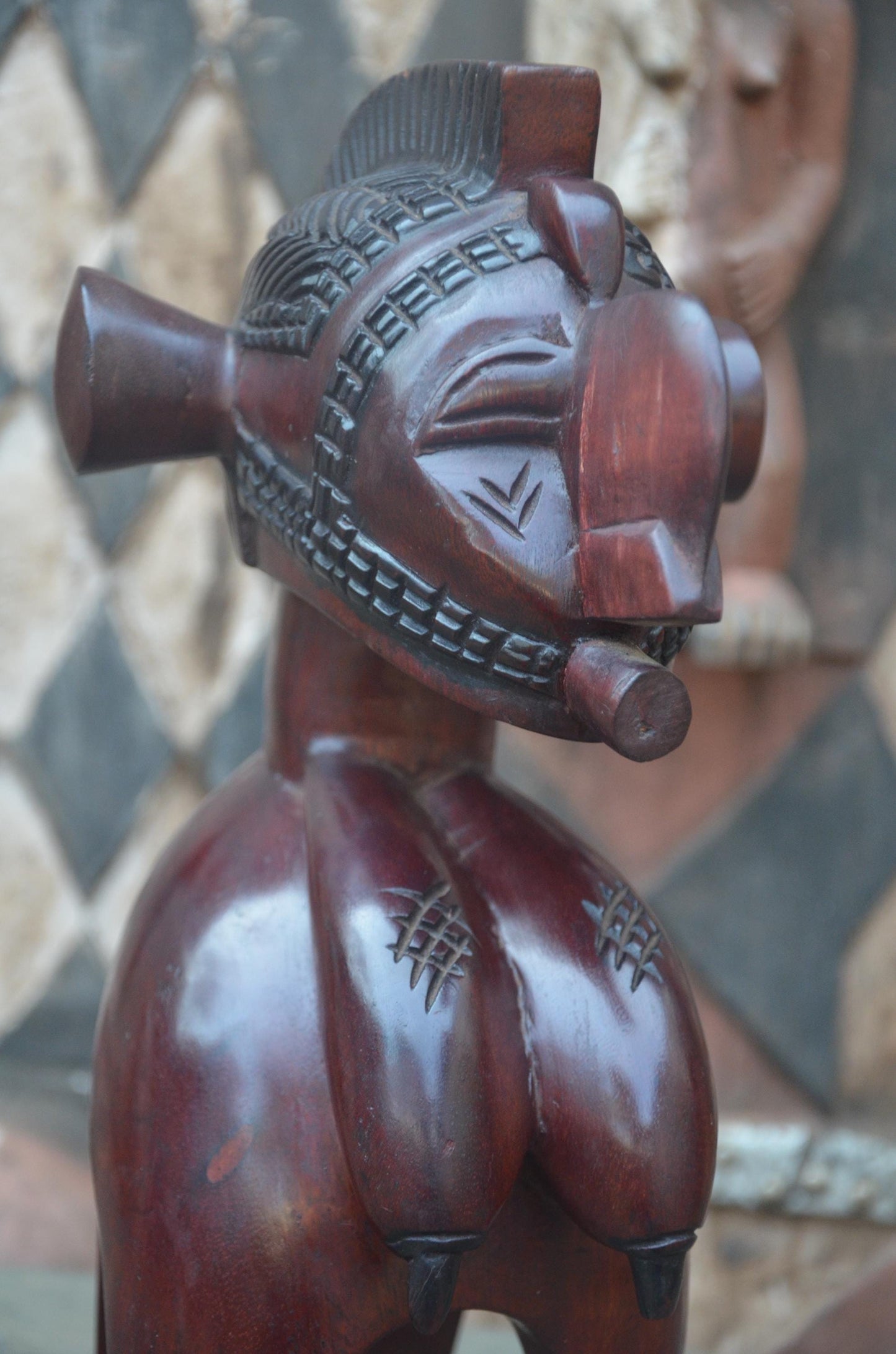 Authentic African Nimba Fertility Wood Sculpture | Baga Art