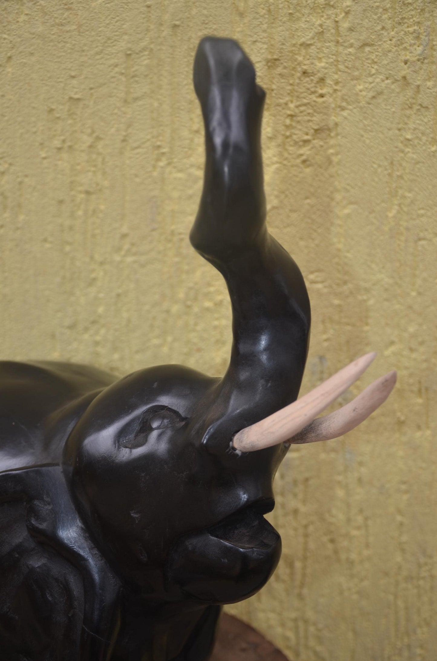 Large Hand-Carved Wooden Elephant | African Animal Sculpture | Decor