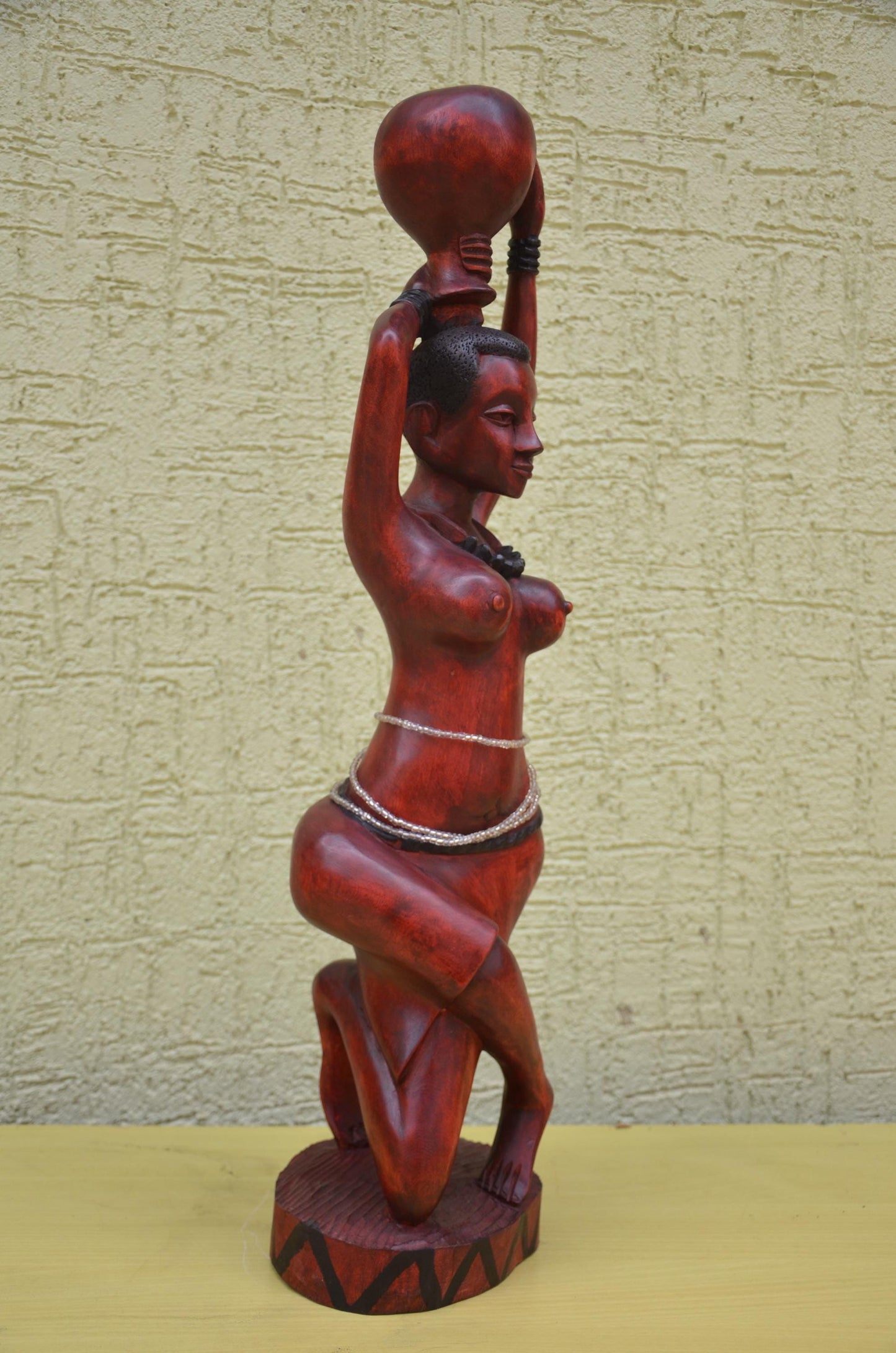 Large African Wooden Water Bearer Figurine | Tribal Art