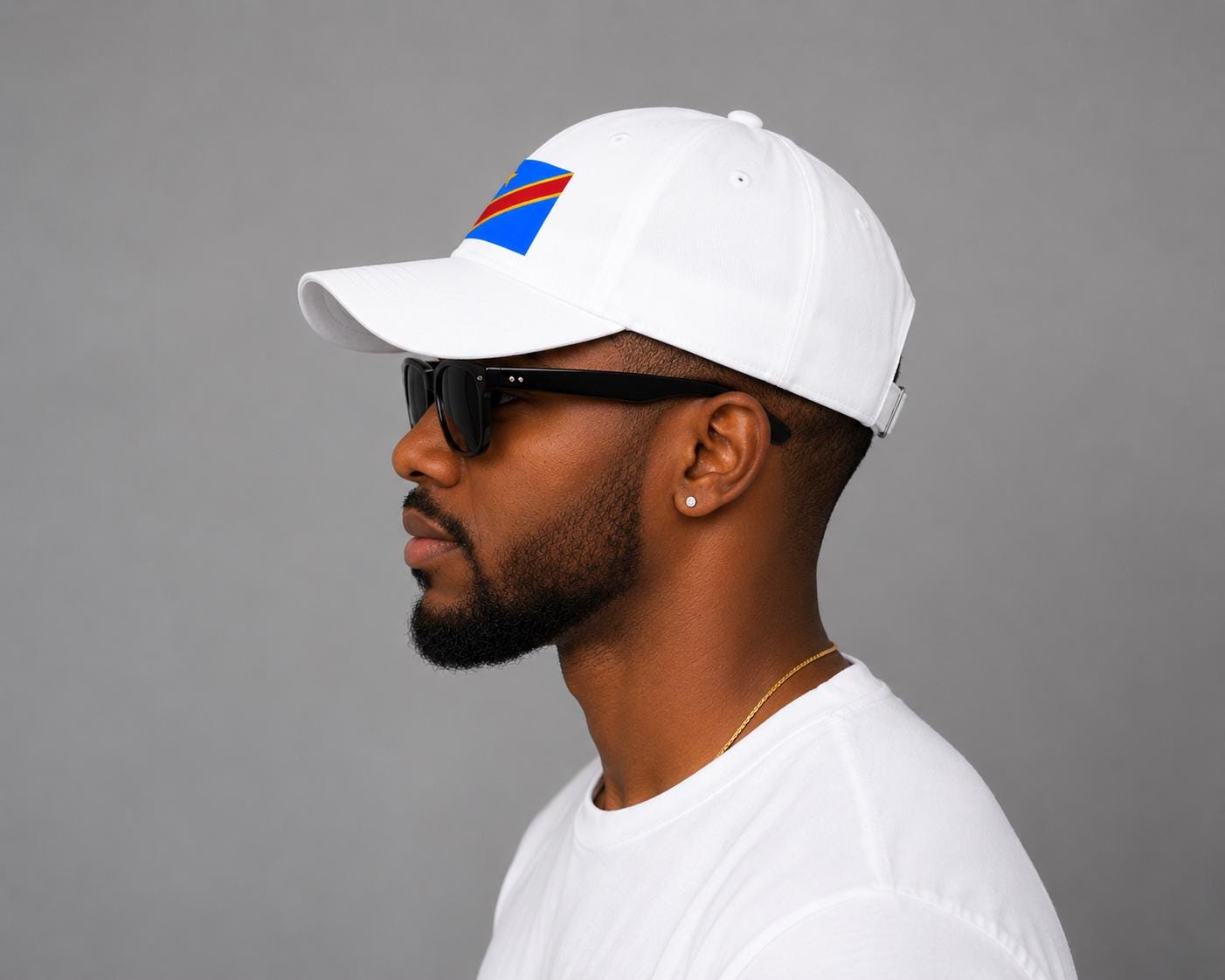 DRC Baseball Cap | Democratic Republic of Congo Hat | Congo Flag Cap | White Dad Hat | African Pride Hat | Unisex Adjustable Cap