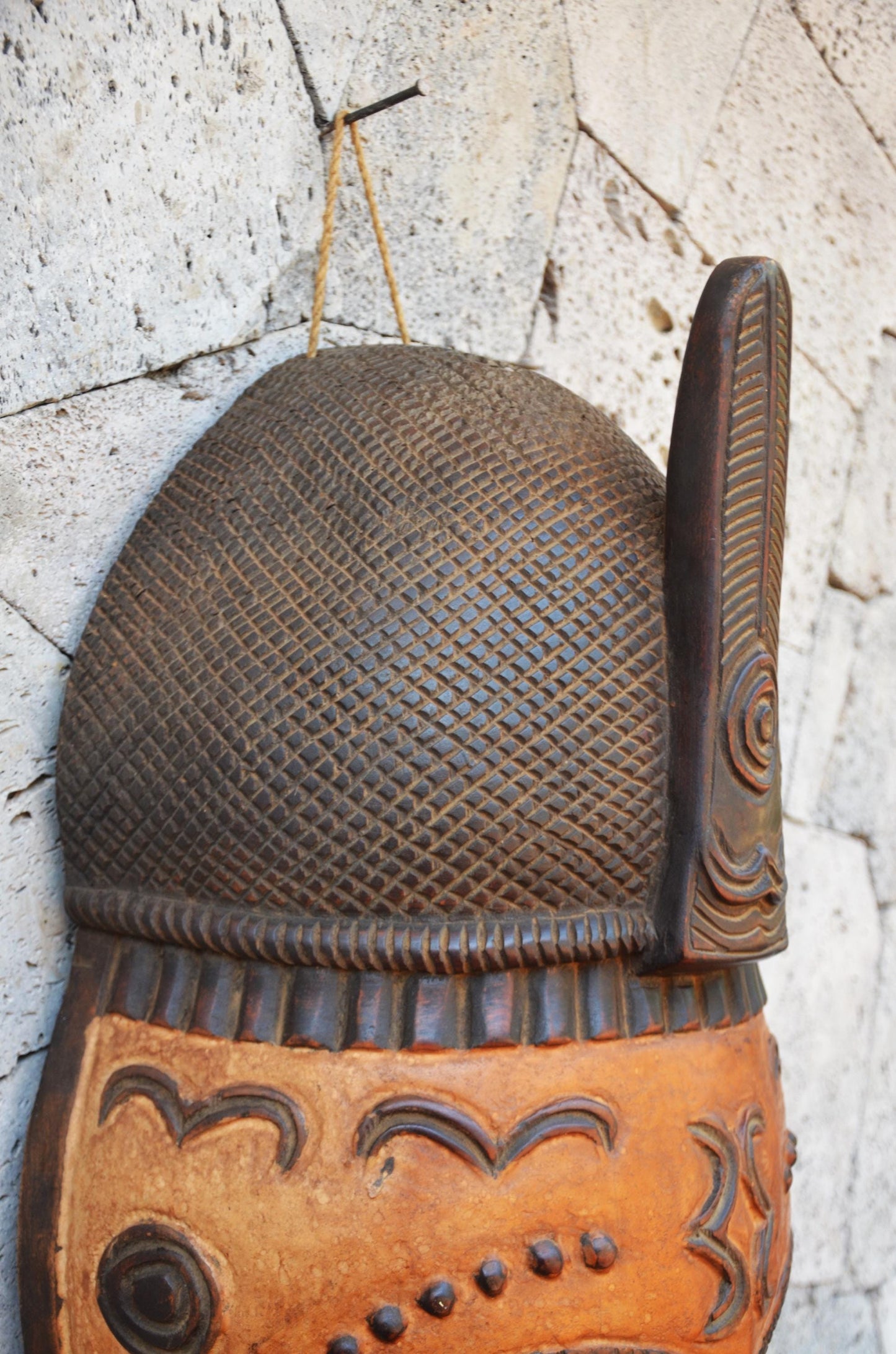 Authentic Lulua Helmet Mask | Congolese Tribal Art | Monumental