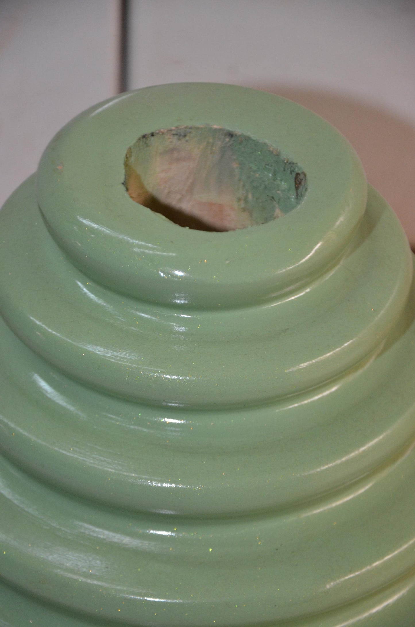 Authentic Venini Deco Glass Vase | Murano Italy Sage Mint Green Fluted Vessel